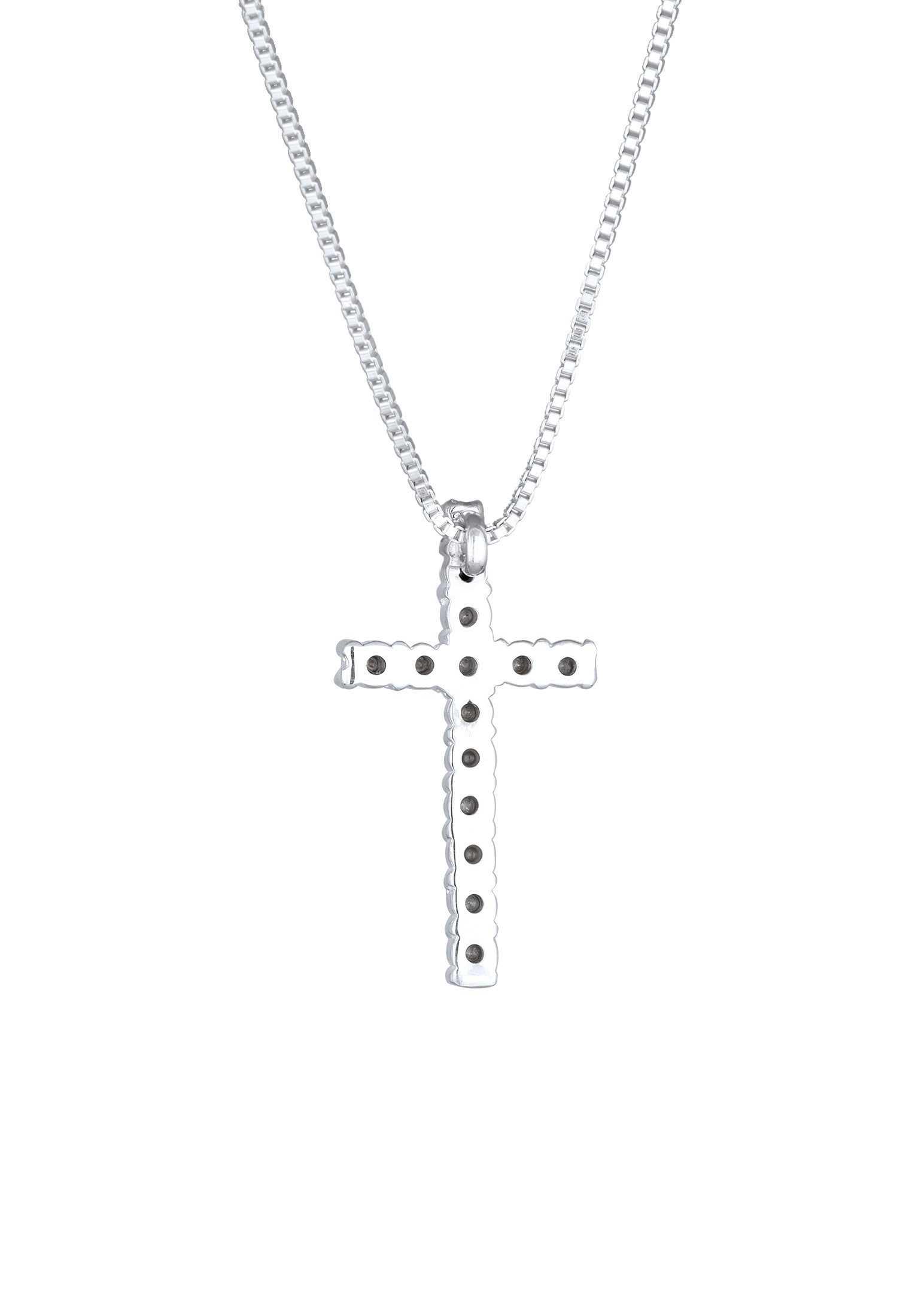Kuzzoi Kette mit Anhänger Kreuz Glas Kristalle Schwarz 925 Sterling Silber