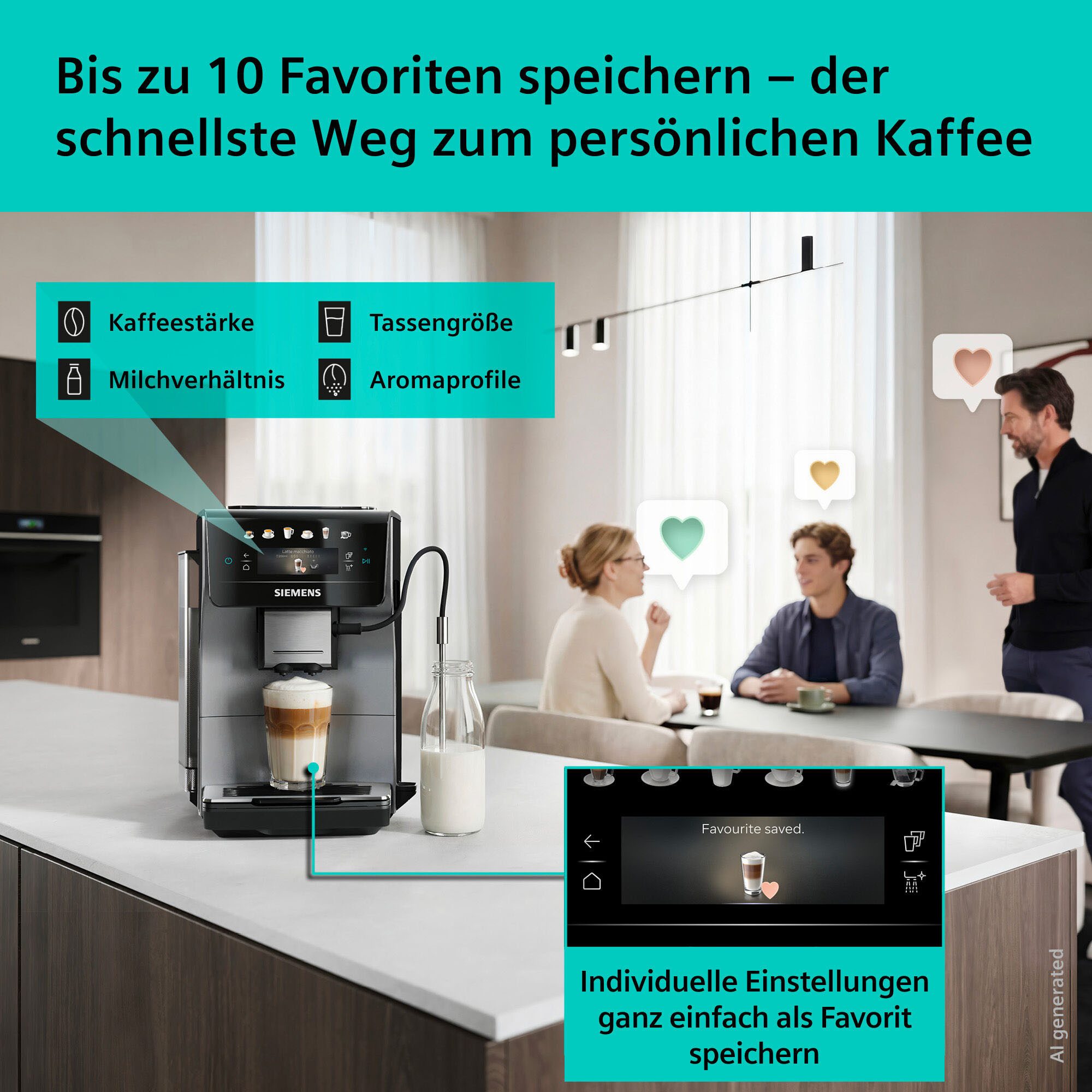 SIEMENS Kaffeevollautomat EQ600 TP603E07, 6 Getränke, XL-Getränke, bis zu 480ml, Keramikmahlwerk, Doppeltassenfunktion, Kannenfunktion, entnehmbare Brüheinheit, – Bild 5 von 5
