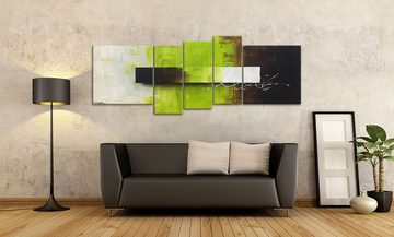 WandbilderXXL XXL-Wandbild Green Day 210 x 80 cm, Abstraktes Gemälde, handgemaltes Unikat