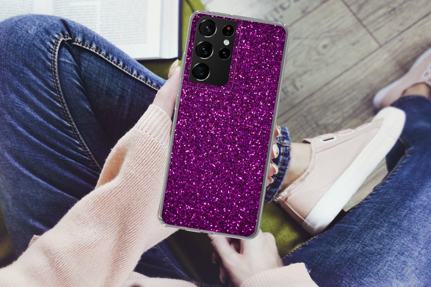 MuchoWow Handyhülle für Samsung Galaxy S21 Ultra Lila - Rosa - Muster - Abstrakt, Phone Case, Silikon, Schutzhülle Dünn