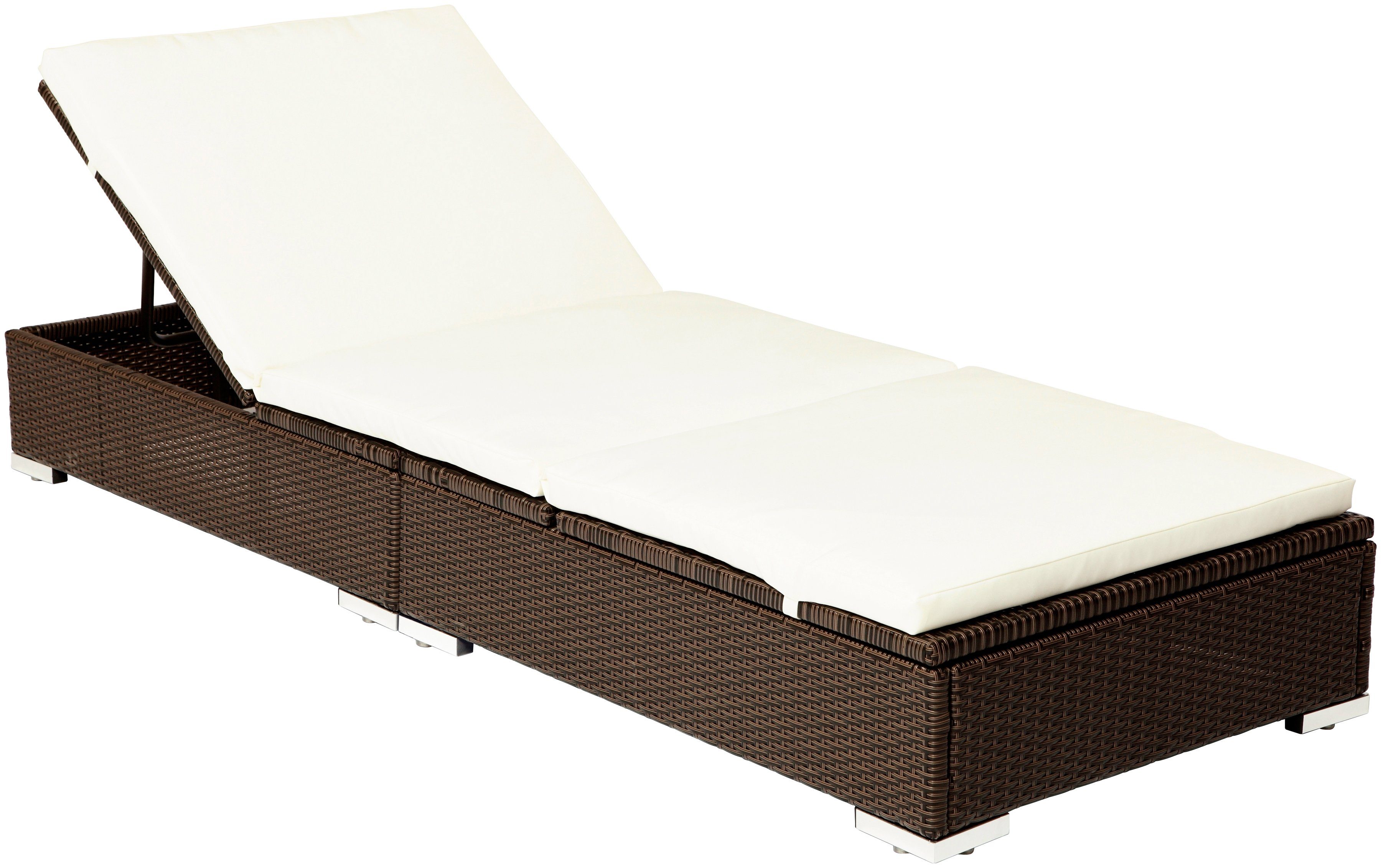 MERXX Gartenliege, Polyrattan, verstellbar, braun, inkl. Kissen online