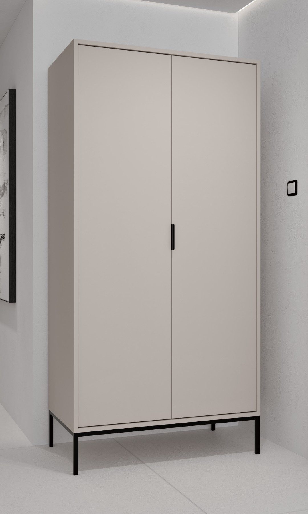 Raumhirsch Furniture Kleiderschrank Austin 100x55x205 cm (Einzelmöbel, Drehtürenschrank mit Regal und Kleiderstange) modernes Design, funktional & langlebig, elegantes Finish