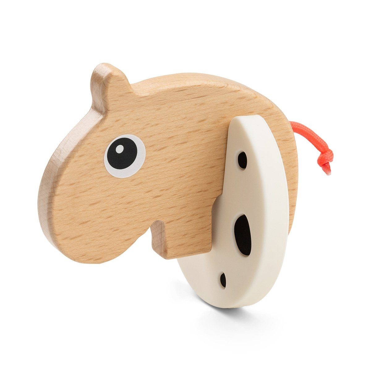 Done by Deer Greifling Ozzo 9cm Buchenholz Lernspielzeug Holzspielzeug Beißring, ab 3 Monaten