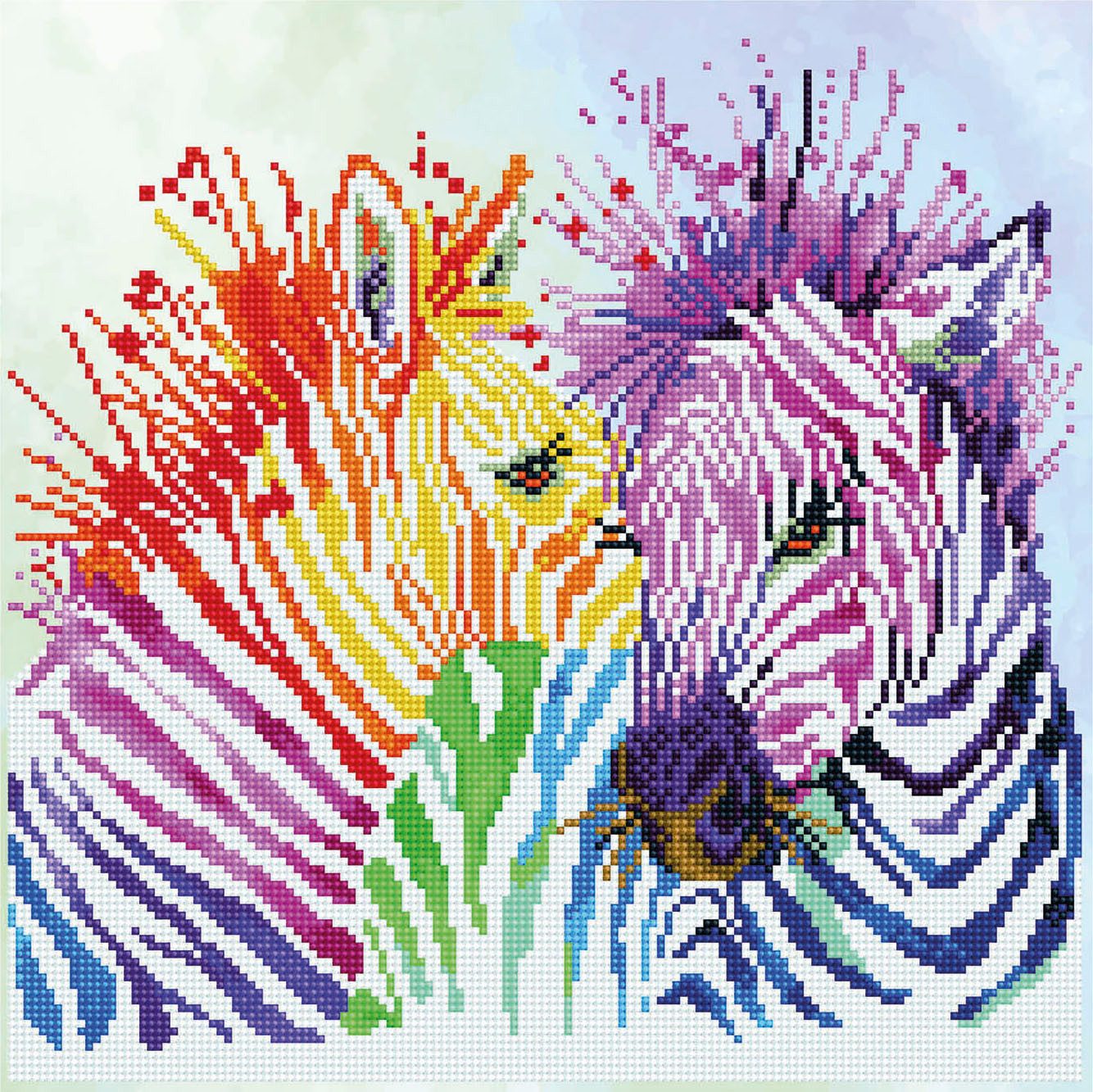 Kreativset Diamond Painting Regenbogen Zebras