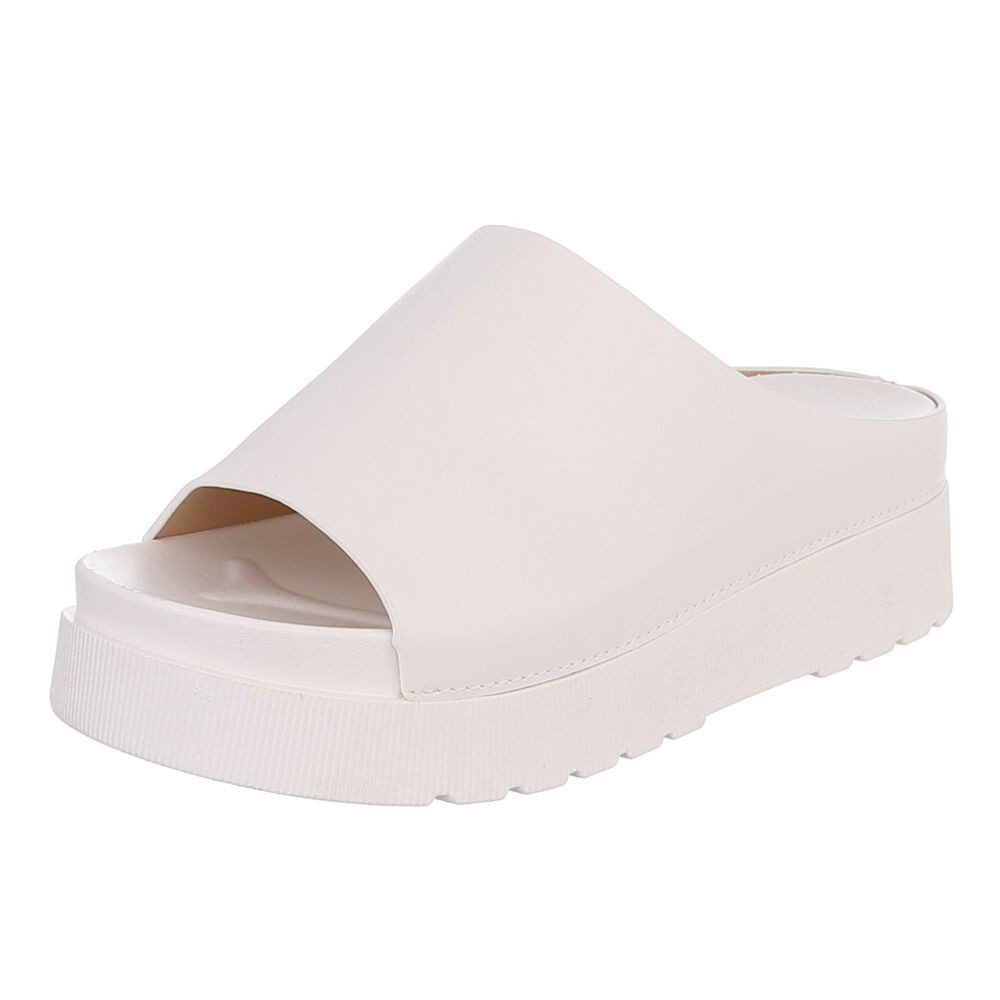 Ital-Design Damen Plateau Sandale Slip-on mit offener Zehenpartie Plateausandaletten (91849182) Keilabsatz/Wedge Keilsandaletten in Weiß