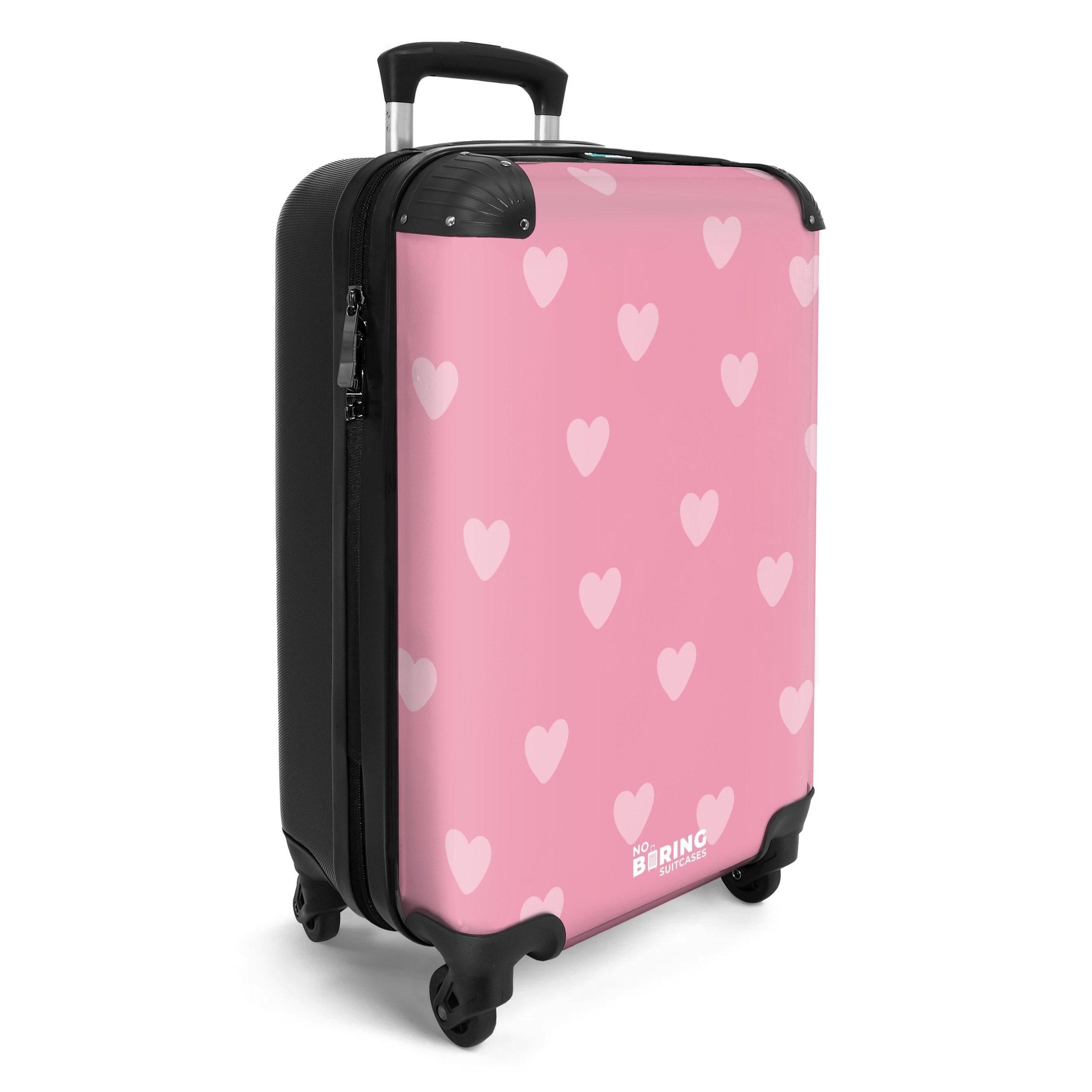 NoBoringSuitcases.com© Hartschalen-Trolley Herzen - Rosa 55x35x20cm, günstig online kaufen