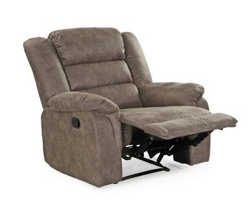 luma-home Relaxsessel 15132 (TV-Sessel mit halbautomatischer Relaxfunktion 95 cm breit), Federkern, Wellenunterfederung, Bezug Mikrofaser, Vintage Grau Braun