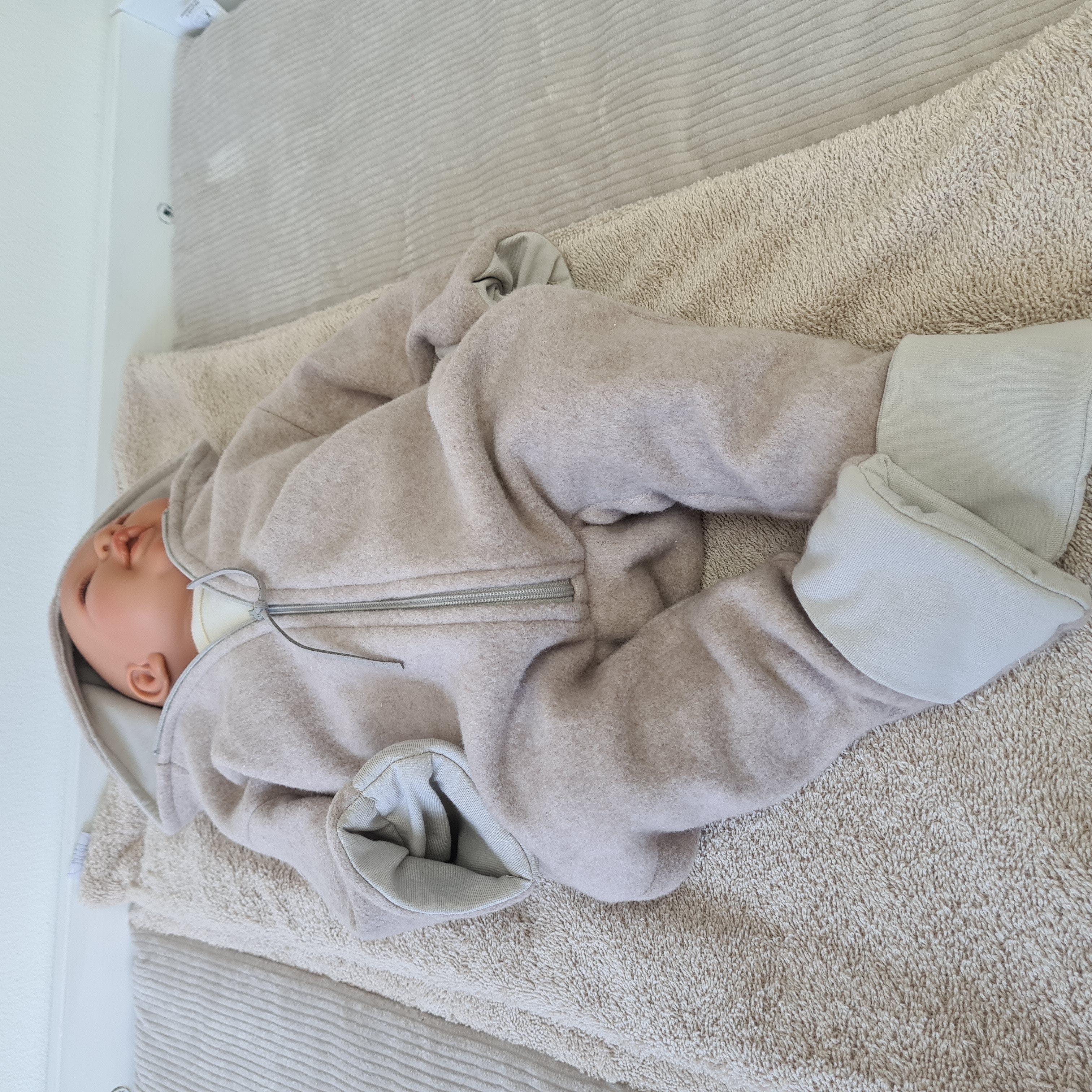 LittleANTunique Fleeceoverall Bio Baumwoll Fleeceoverall rosa und beige