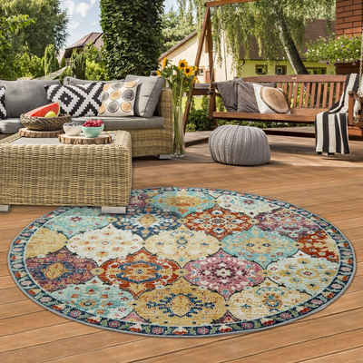 Teppich In- & Outdoor Orientteppich mit Ornamenten mehrfarbig, Teppich-Traum, rund, Höhe: 4 mm