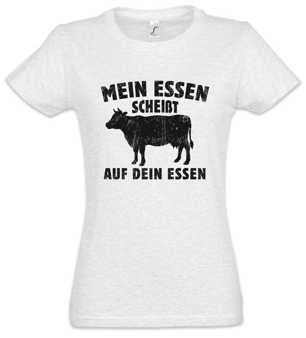 Print-Shirt Mein Essen Damen T-Shirt No Body Building Not Vegan Fleisch Kraftsport