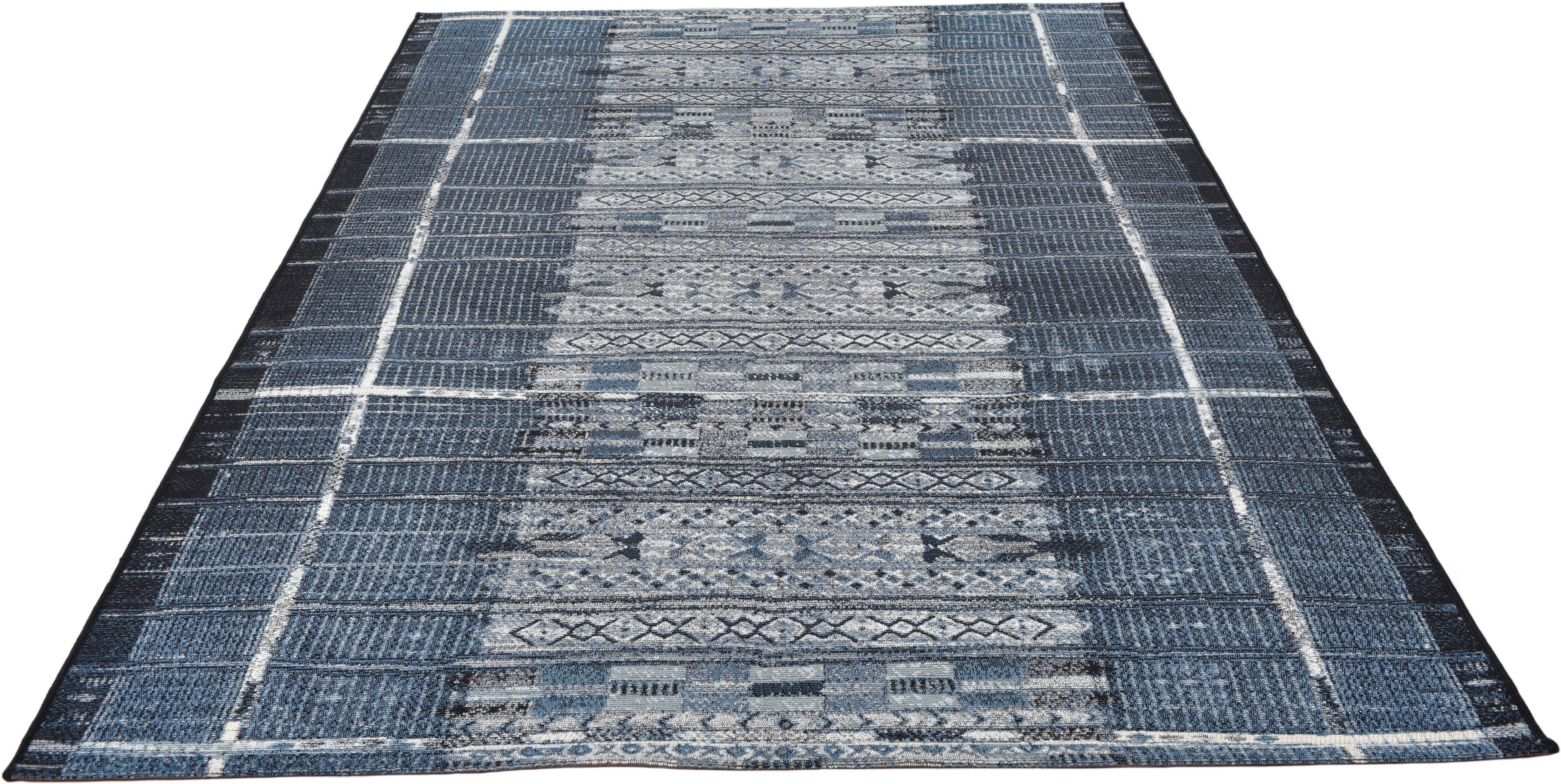 Teppich Outdoor-Africa 38, Gino Falcone, rechteckig, Höhe: 5 mm, Flachgewebe, Ethno Style, In- und Outdoor geeignet blau | Kurzflor-Teppiche