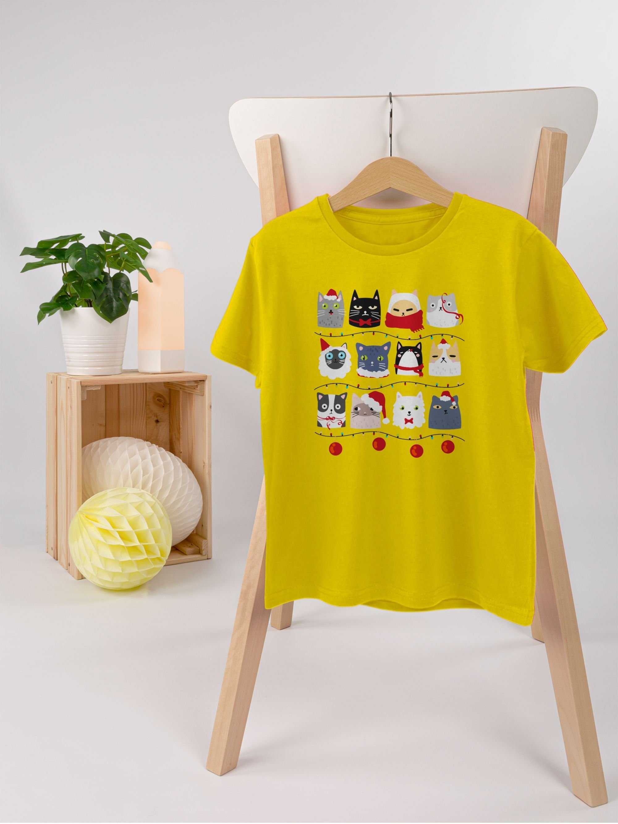 Kleidung Katzen T-Shirt Gelb Shirtracer Kinder Weihnachten 3 Weihnachten zu