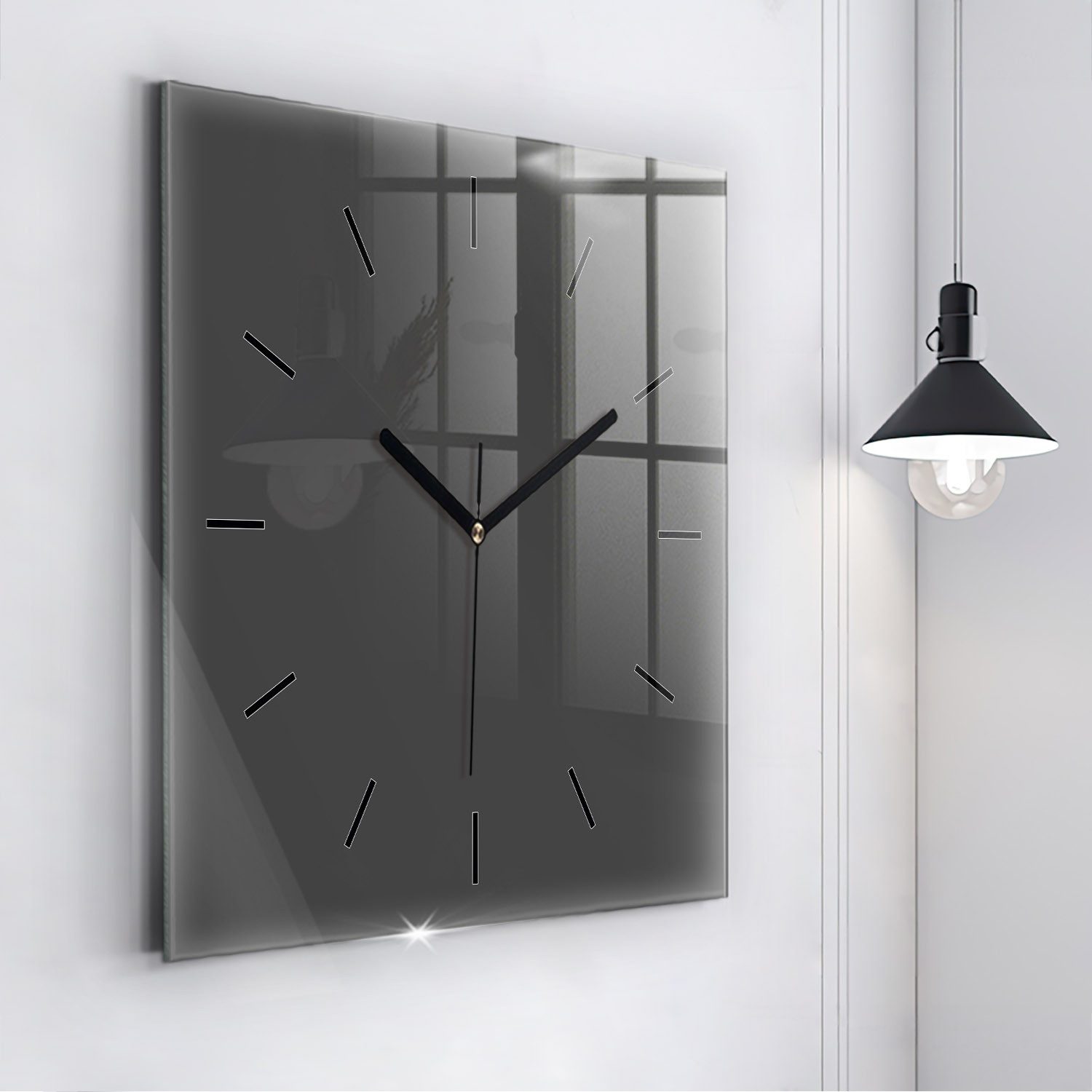 Tulup Wanduhr Modernistische Glaswanduhr 60x60cm Uhr aus gehärtetem Glas