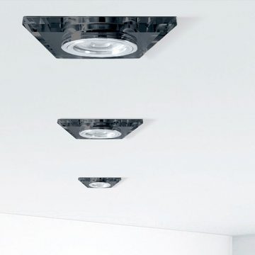 SSC-LUXon LED Einbaustrahler Flache Design Einbauleuchte aus Glas quadratisch schwarz spiegelnd, Neutralweiß