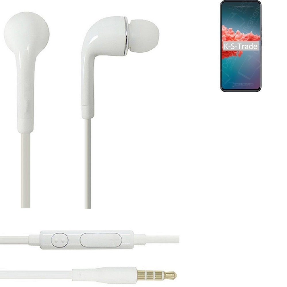 K-S-Trade für Xiaomi Redmi Note 9 5G In-Ear-Kopfhörer (Kopfhörer Headset mit Mikrofon u Lautstärkeregler weiß 3,5mm)