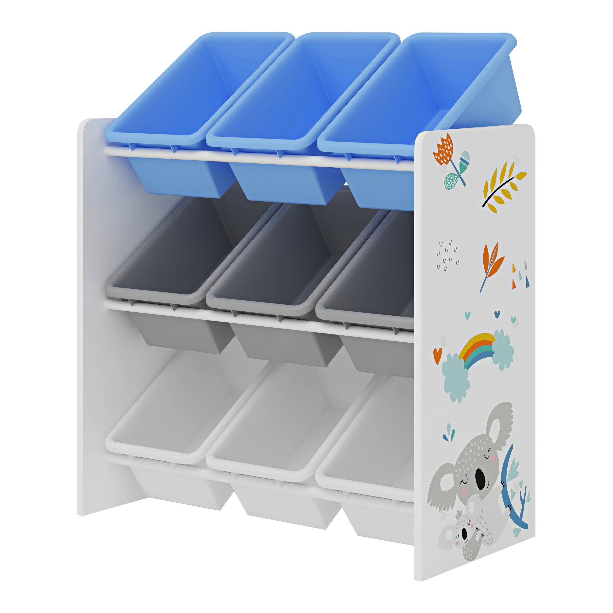 en.casa Kinderregal, »Muxía« mit 9 Ablagekisten Kolala-Motiv 60x62x26,5 cm günstig online kaufen