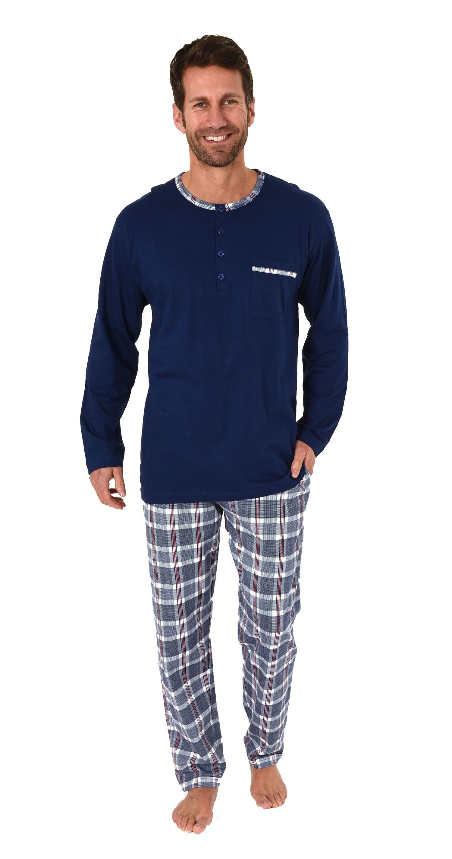Normann Pyjama Herren Schlafanzug Pyjama mit karo Hose – Mix and Match Opti günstig online kaufen