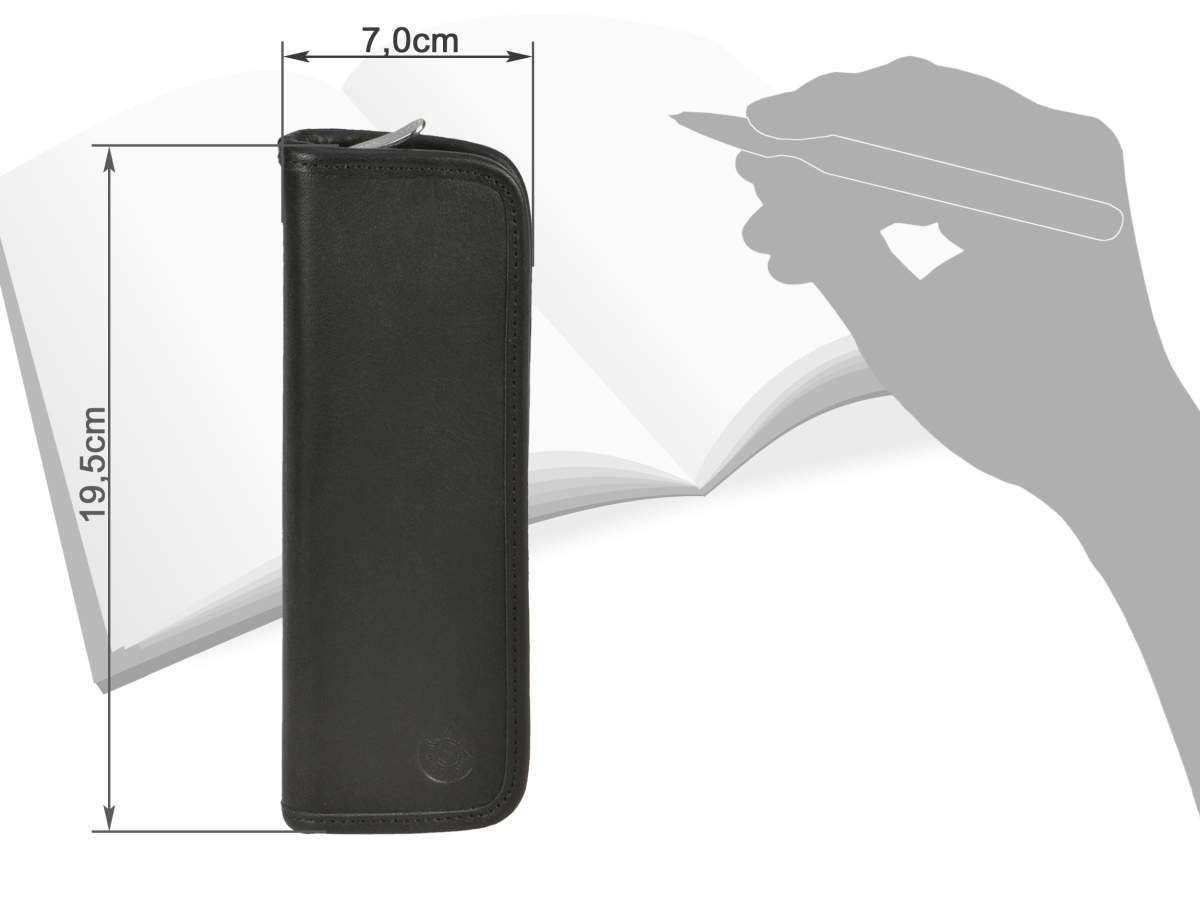 Sonnenleder Schreibgeräteetui Kluge, Stiftetui, Federtasche, süddeutsches Rindleder