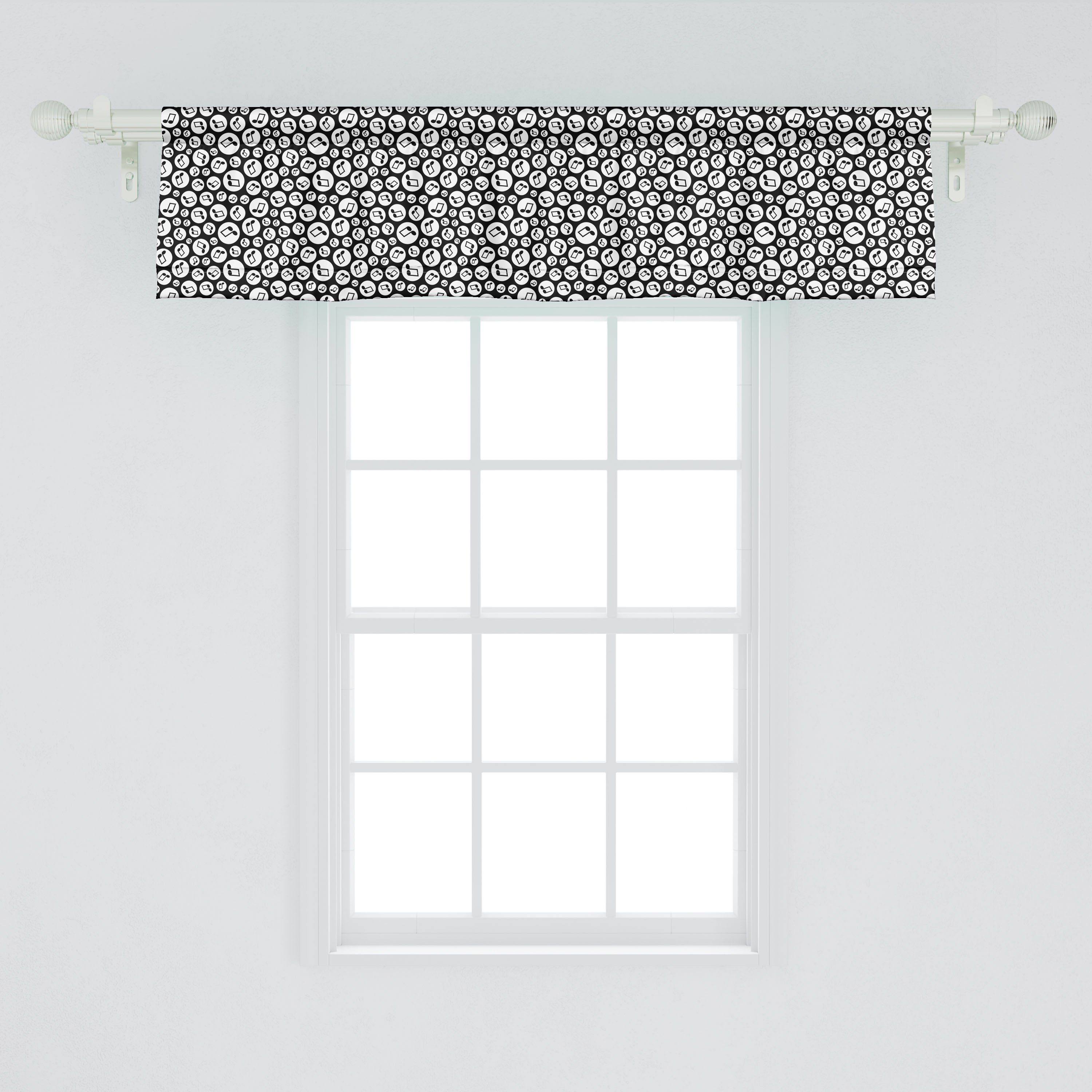 Scheibengardine Vorhang Volant Abakuhaus, für Rund Stangentasche, Microfaser, Fun Musik mit Dekor Küche Schlafzimmer Hoops Hinweise