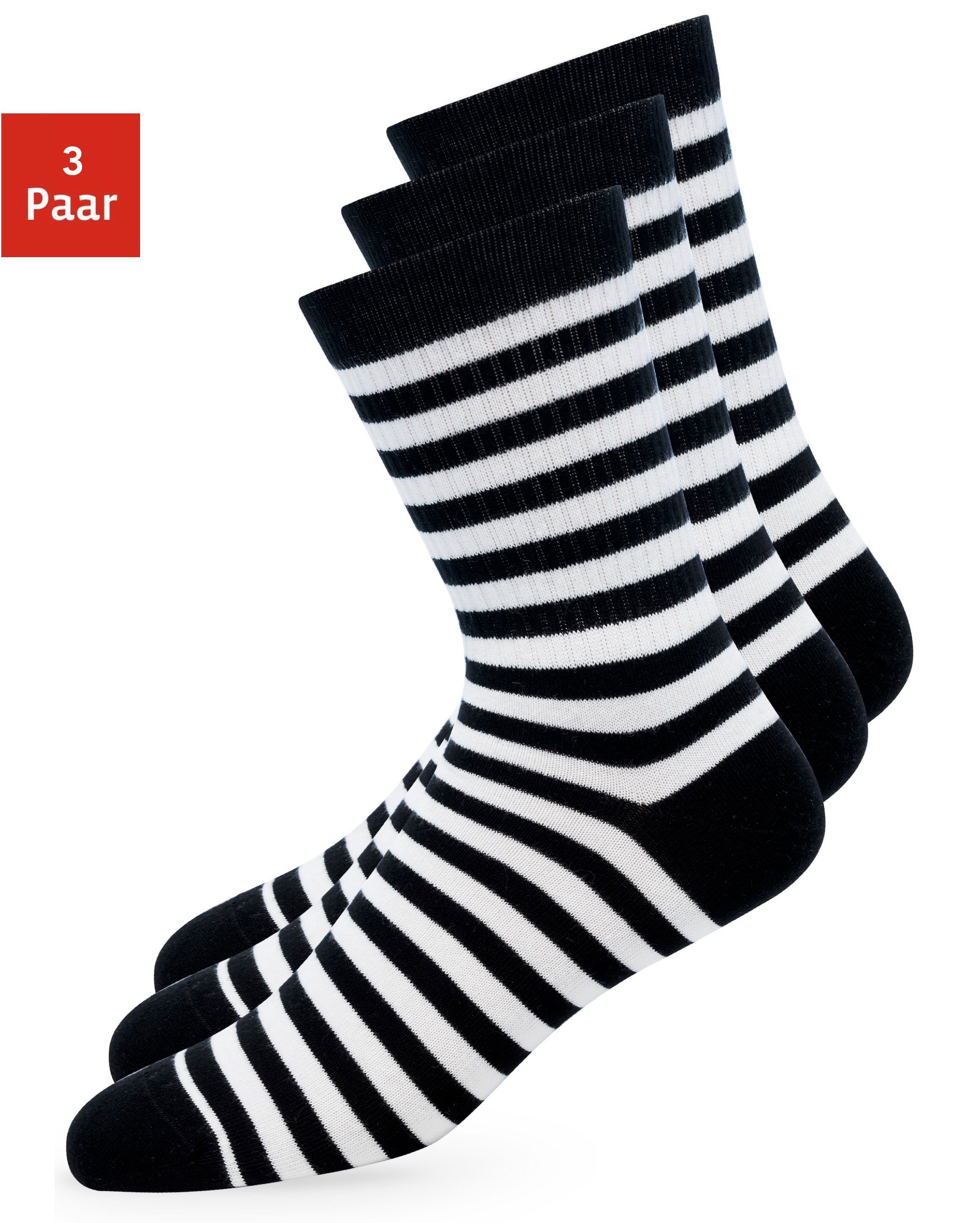 ROOXS Sportsocken »Gestreift Socken für Damen & Herren« (3-Paar) Hohe  Tennissocken mit streifen, Made in EU online kaufen | OTTO