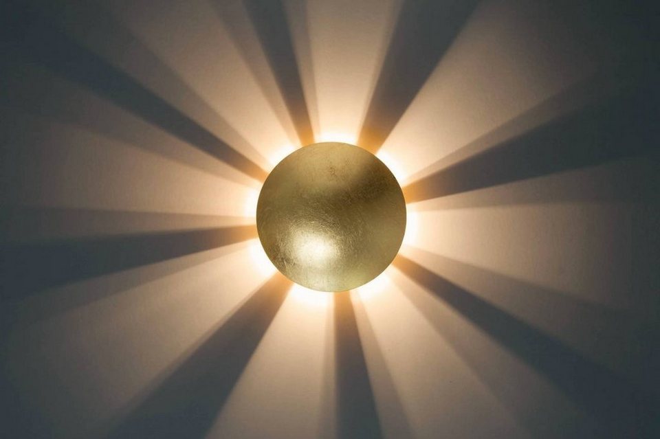 Brilliant Wandleuchte Sunset, Lampe, Sunset Wandleuchte gold-antik, Metall,  1x QT14, G9, 18W,Stiftso, Indirekte Lichtverteilung in Form einer Corona