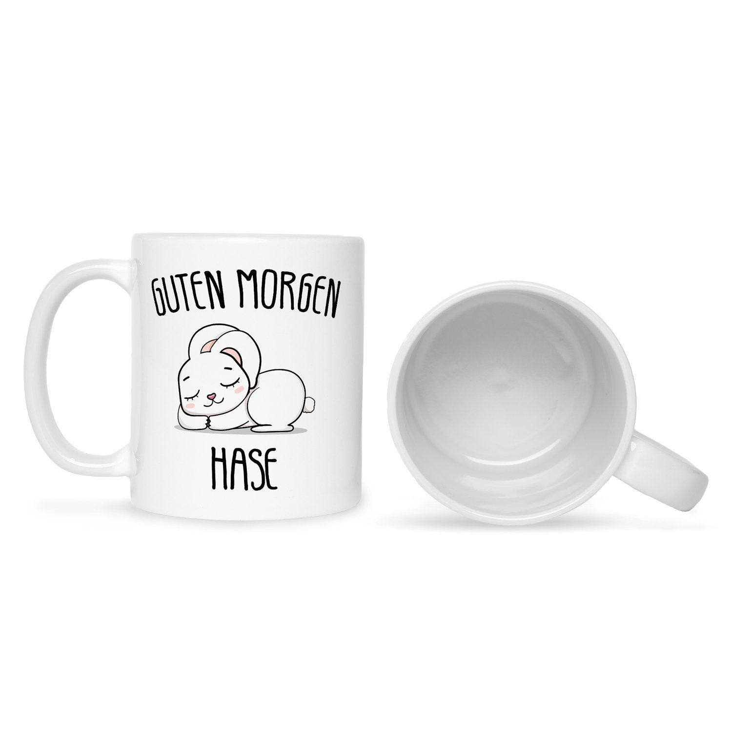 GRAVURZEILE Tasse Bedruckte Tasse Tasse Hase, mit Keramik, & Morgen Weiß für - Sie Häschenen Guten Motiv mit Kaninchen Ihn niedlichem