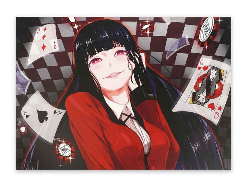 GalaxyCat Poster Hochwertiges Kakegurui Wandbild auf Hartschaumplatte, Poster 30x42cm, Yumeko (B), Yumeko Wandbild auf Hartschaumplatte