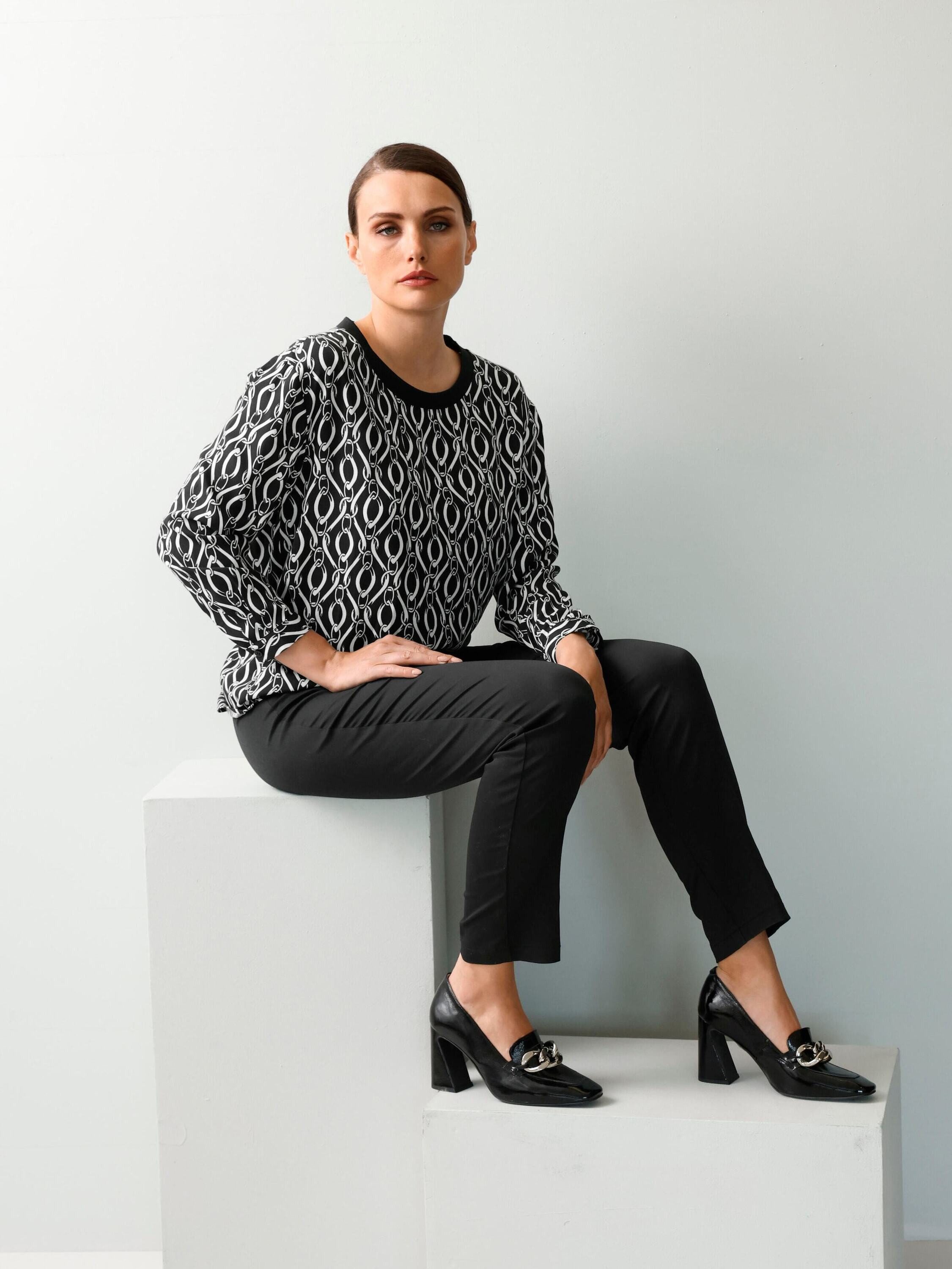 Alba Moda Schlupfbluse Bluse in grafischem Kettendessin