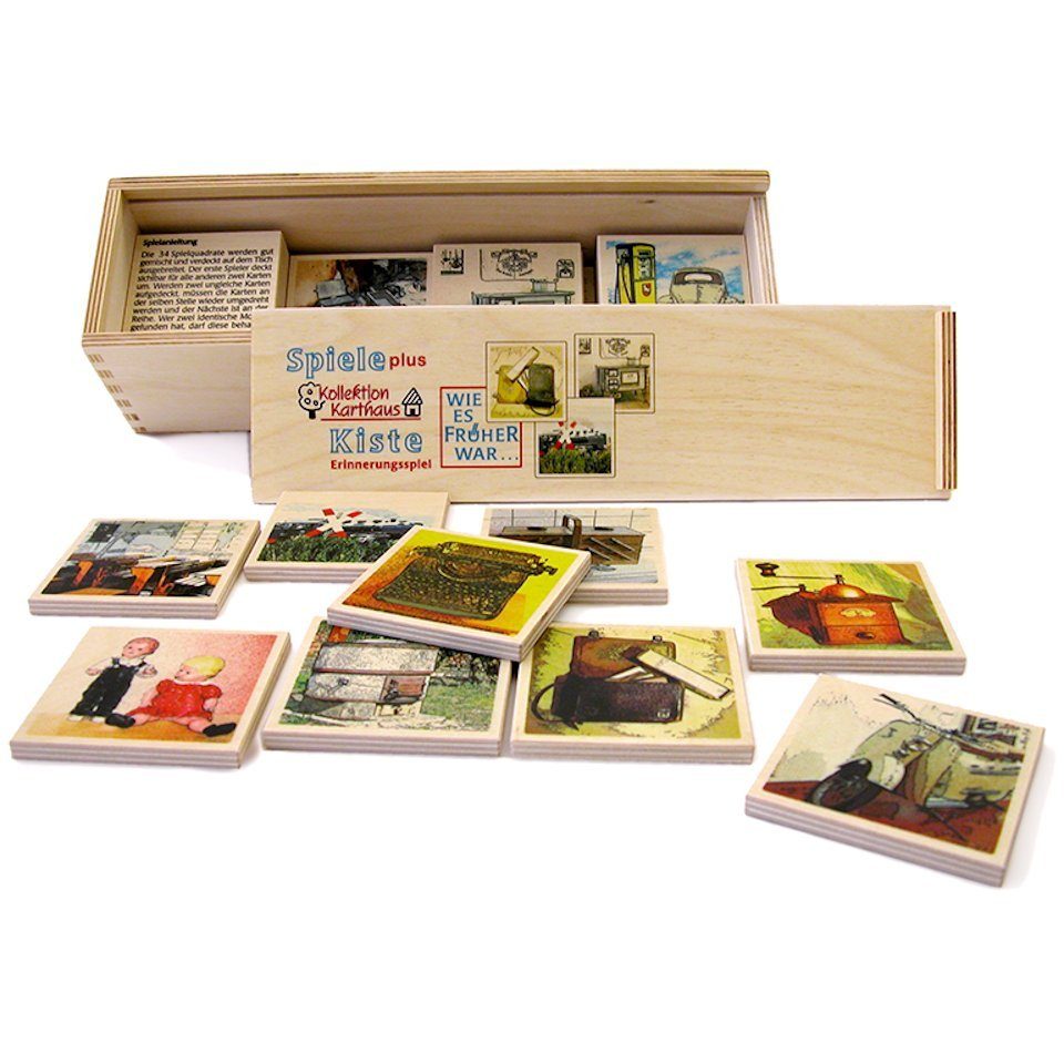 Kollektion Karthaus Spiel Memory aus Holz I Handgefertigt I Nostalgie-Motive - Wie es früher war, Memory - Gedächtnisspiel, Handgefertigt aus Holz zu 100% in Deutschland