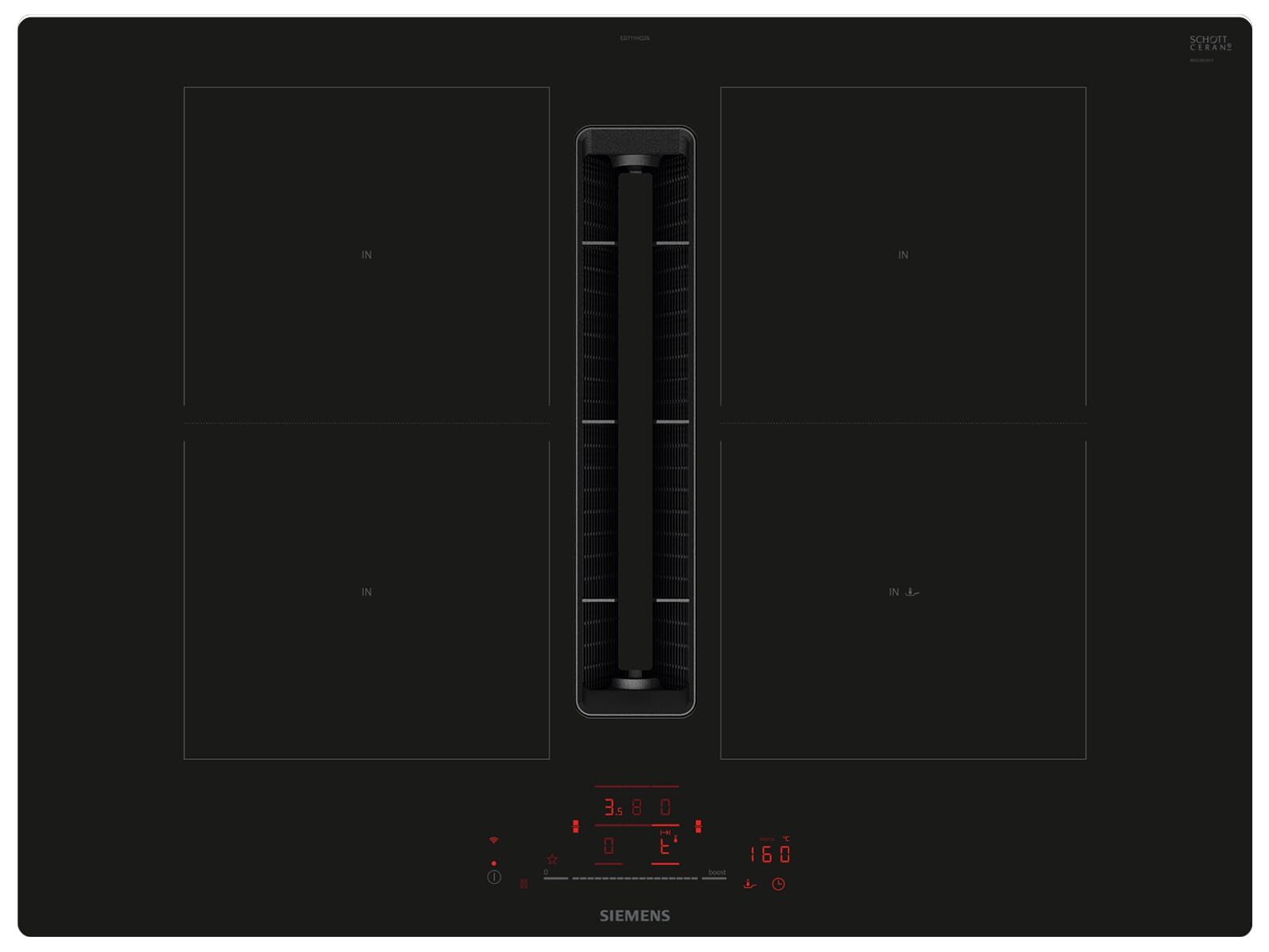 SIEMENS Kochfeld mit Dunstabzug ED711HGA7, Powerboost-Funktion, Timer
