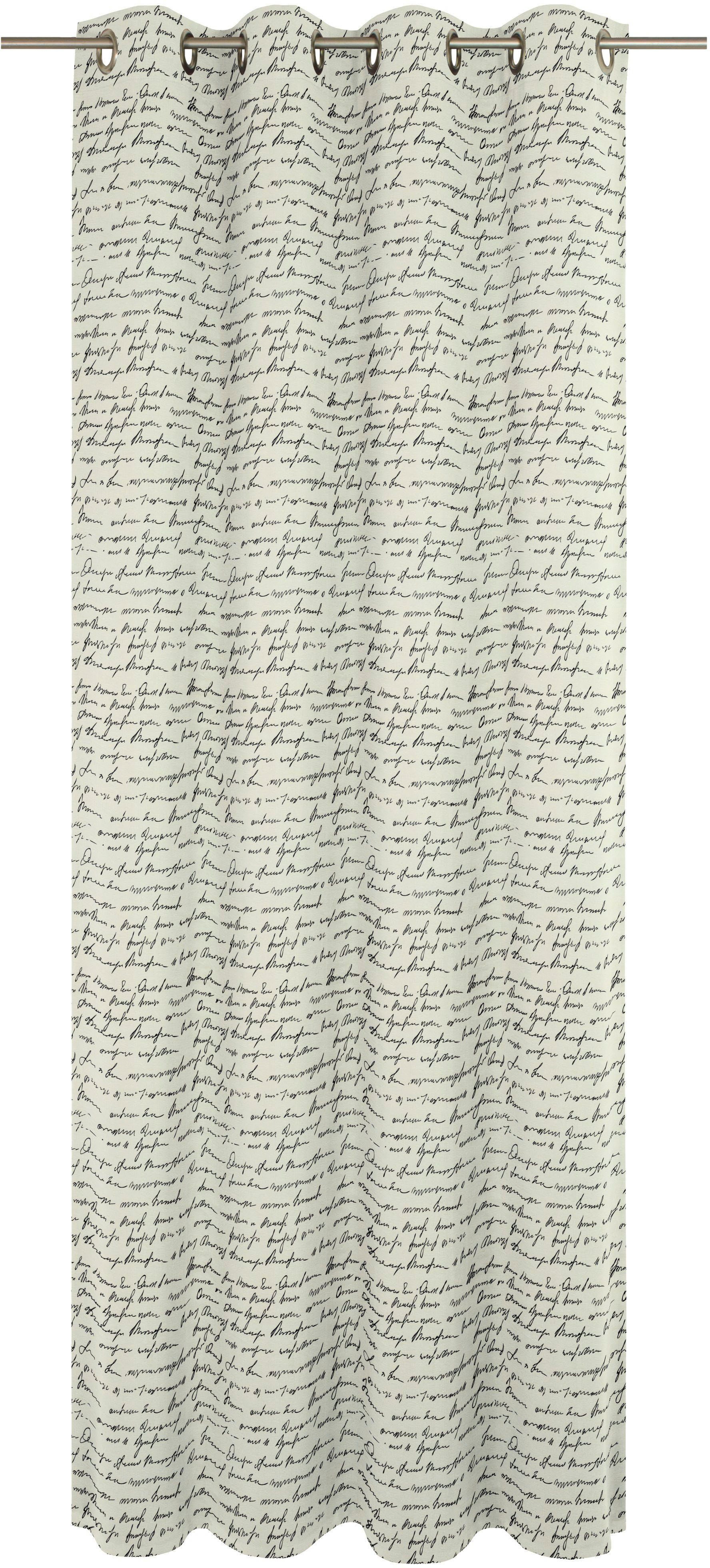 blickdicht, Adam, Bio-Baumwolle naturweiß/schwarz St), Scribble, (1 aus nachhaltig Ösen Jacquard, Vorhang