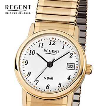 Regent Quarzuhr Regent Damen Herren-Armbanduhr gold Analog, Damen, Herren Armbanduhr rund, klein (ca. 25mm) Edelstahl, goldarmband