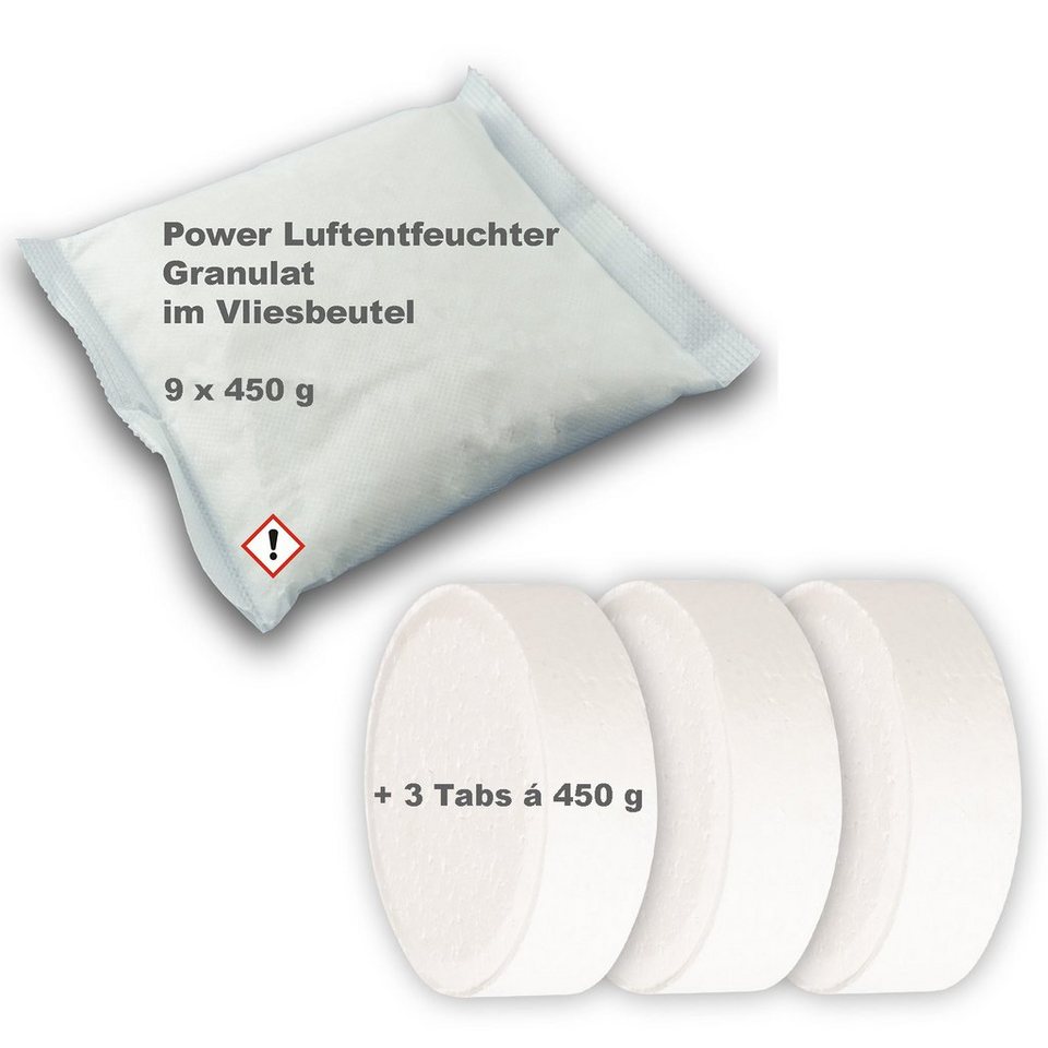 BlueCraft Luftentfeuchter-Nachfüllpack 9x 450 g Entfeuchter Granulat im  Vliesbeutel, Raumentfeuchter, und 3x 450 g Tabs Nachfüller gegen Schimmel  Schlafzimmer Wohnung