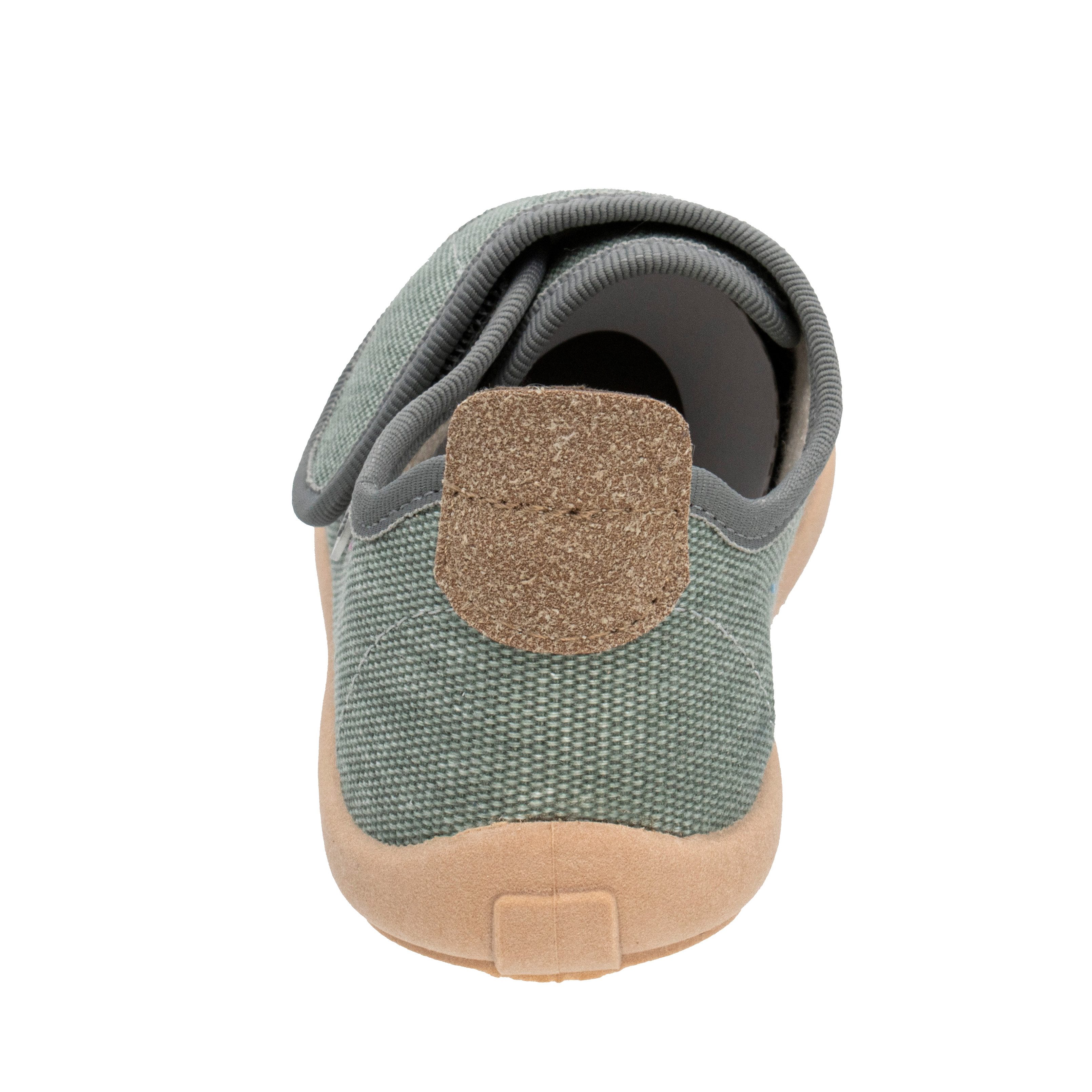 Fischer-Markenschuh Softer Hausschuh für Kinder, aus Baumwollleinen, mit Frotteefutter, Klettverschluss – Bild 5 von 5