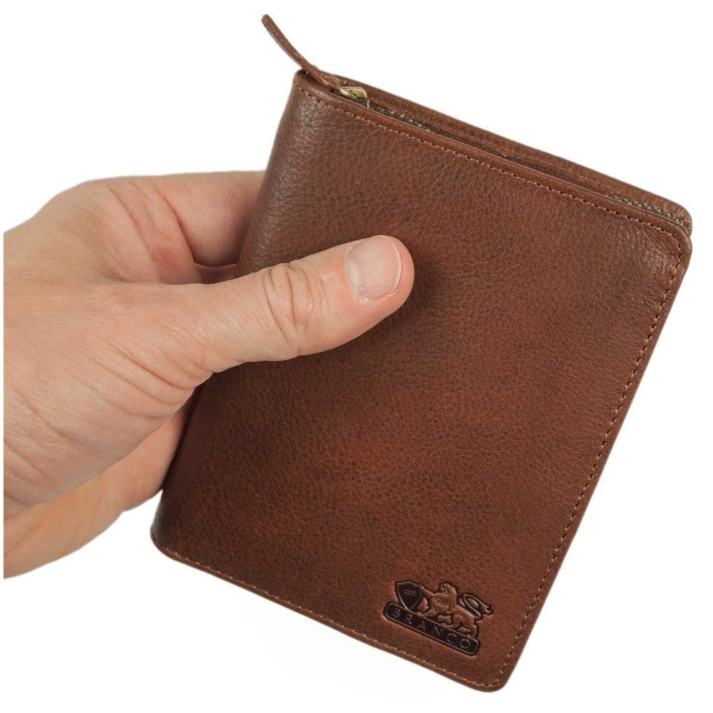Geldbörse Große Herren-Geldbörse / Portemonnaie, Leder, Braun, Branco 35009