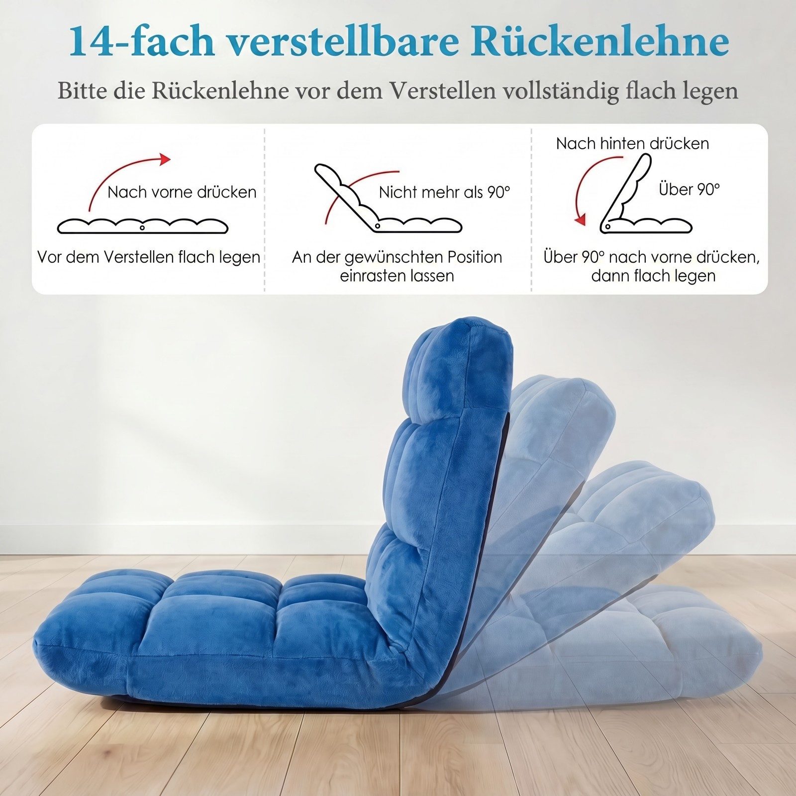 COSTWAY Relaxsessel, Bodenstuhl mit verstellbarer Rückenlehne faltbar gepolstert