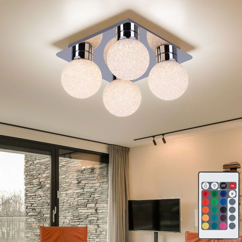 Warmweiß, verbaut, Fernbedienung Leuchte Farbwechsel, LED etc-shop fest LED Decken Deckenleuchte, LED-Leuchtmittel Kugel Zimmer Wohn RGB Lampe Strahler