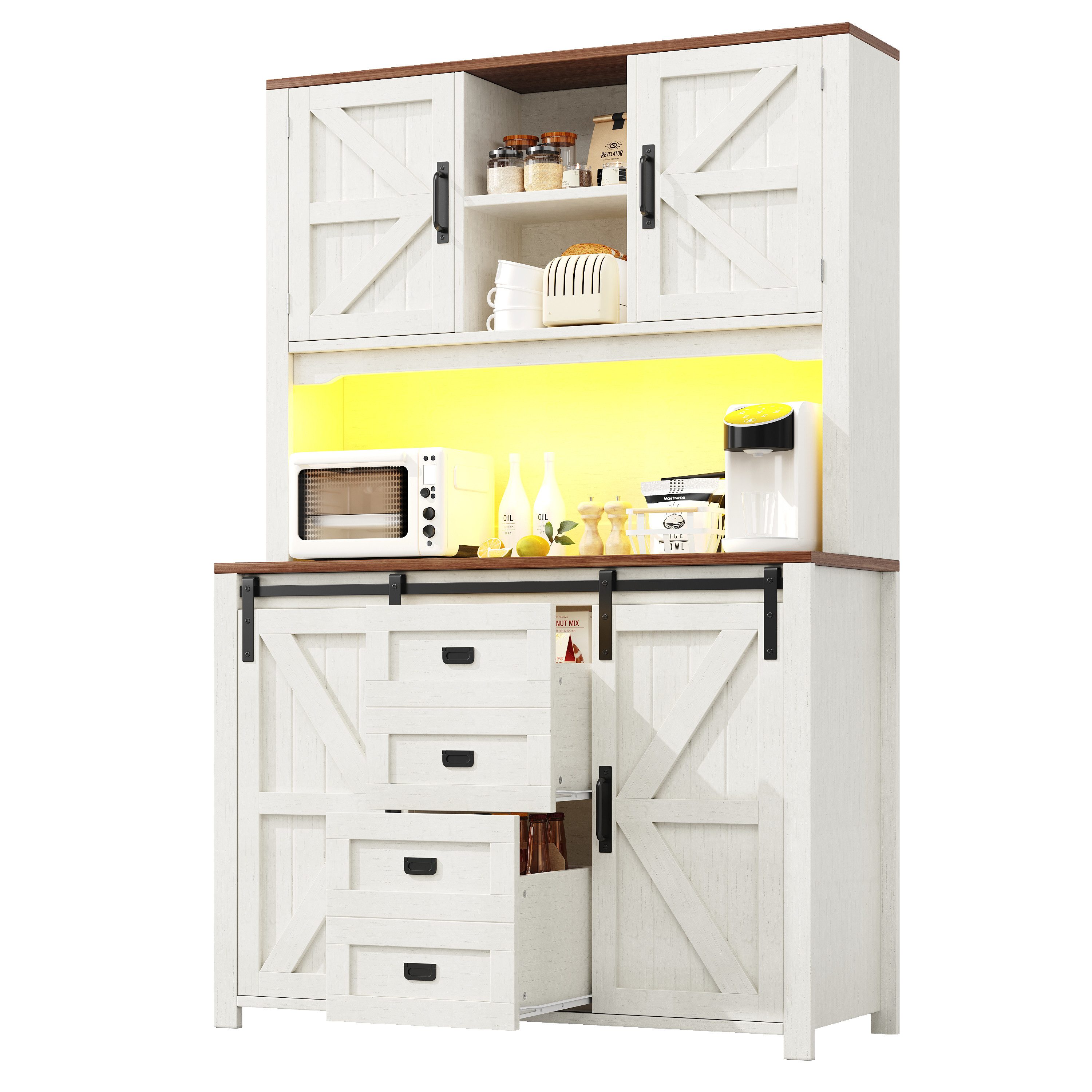 MODFU Hochschrank Küchenschränke mit LED-Beleuchtung (praktischer Stauraum günstig online kaufen