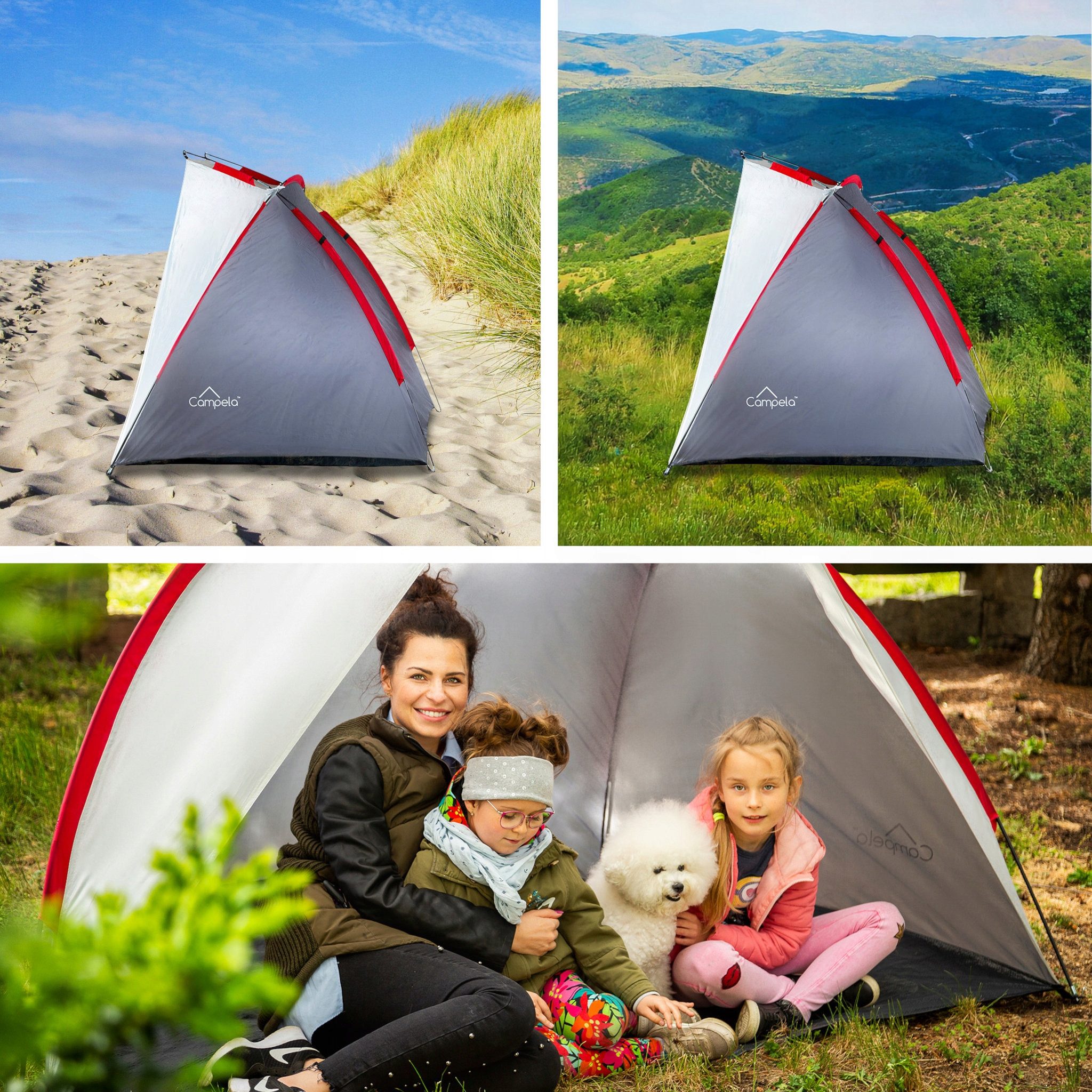 Campela Schirmzelt Strandzelt mit UV-Schutz – kompakt für Familie & Garten – leicht aufba
