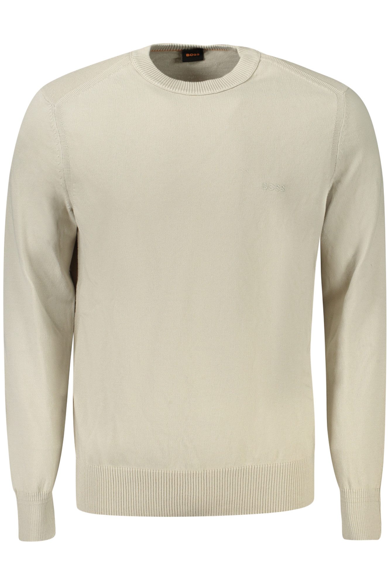 BOSS Strickpullover Eleganter Herrenpullover Beige mit Rundhals und Feiner günstig online kaufen