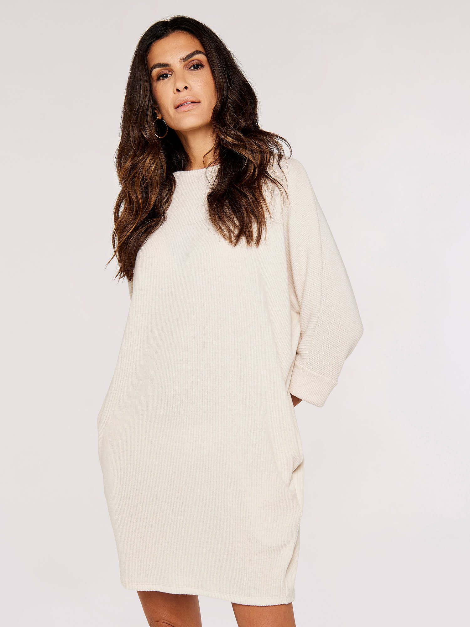 Apricot Minikleid Cocoon-Minikleid mit Umschlagärmeln günstig online kaufen