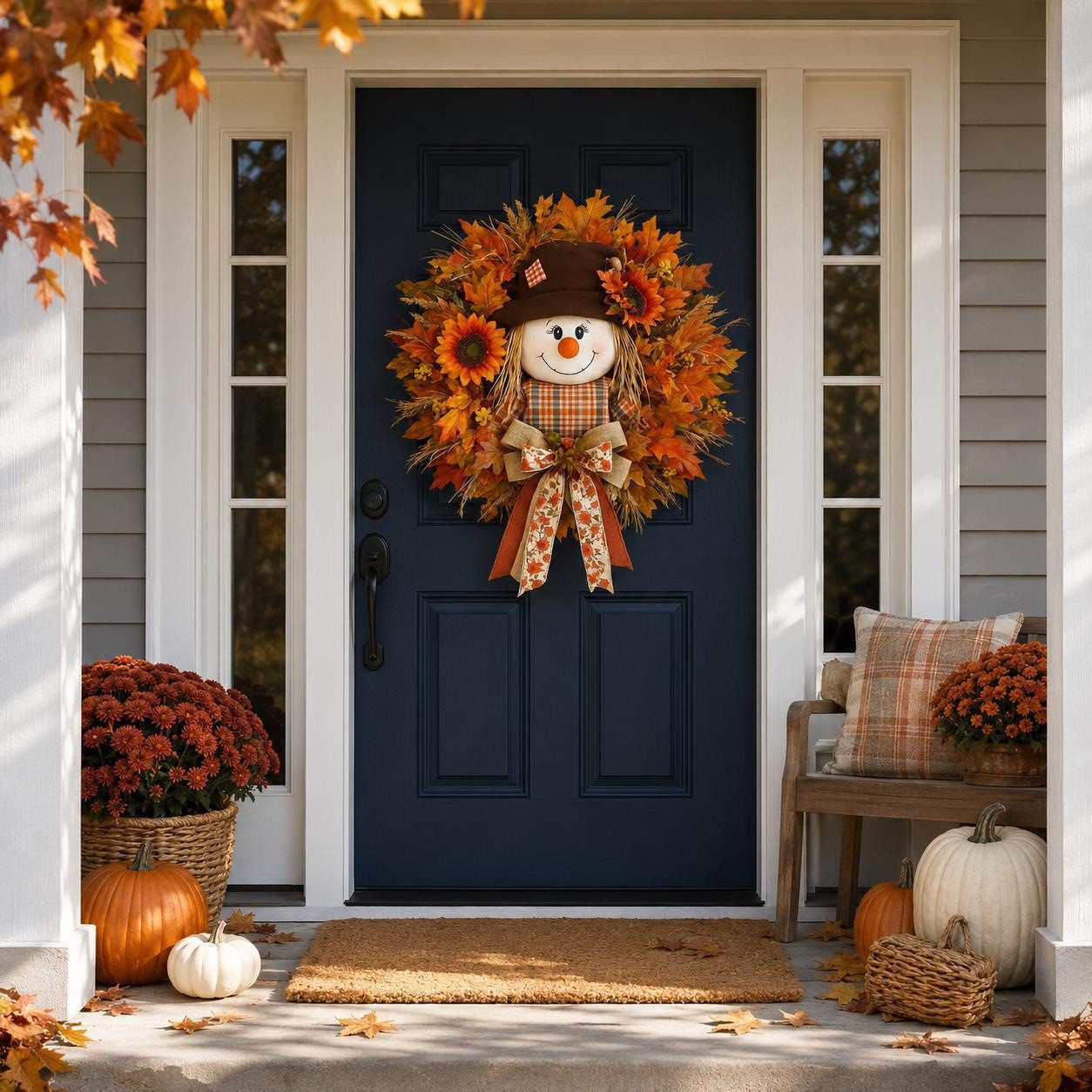 Bomiclss Dekofigur 45cm Herbstkranz Haustür, Türkranz Herbst für Herbst Dekoration, für Halloween, Erntedankfest, Garten, Bauernhaus, Festival, Wand – Bild 3 von 5