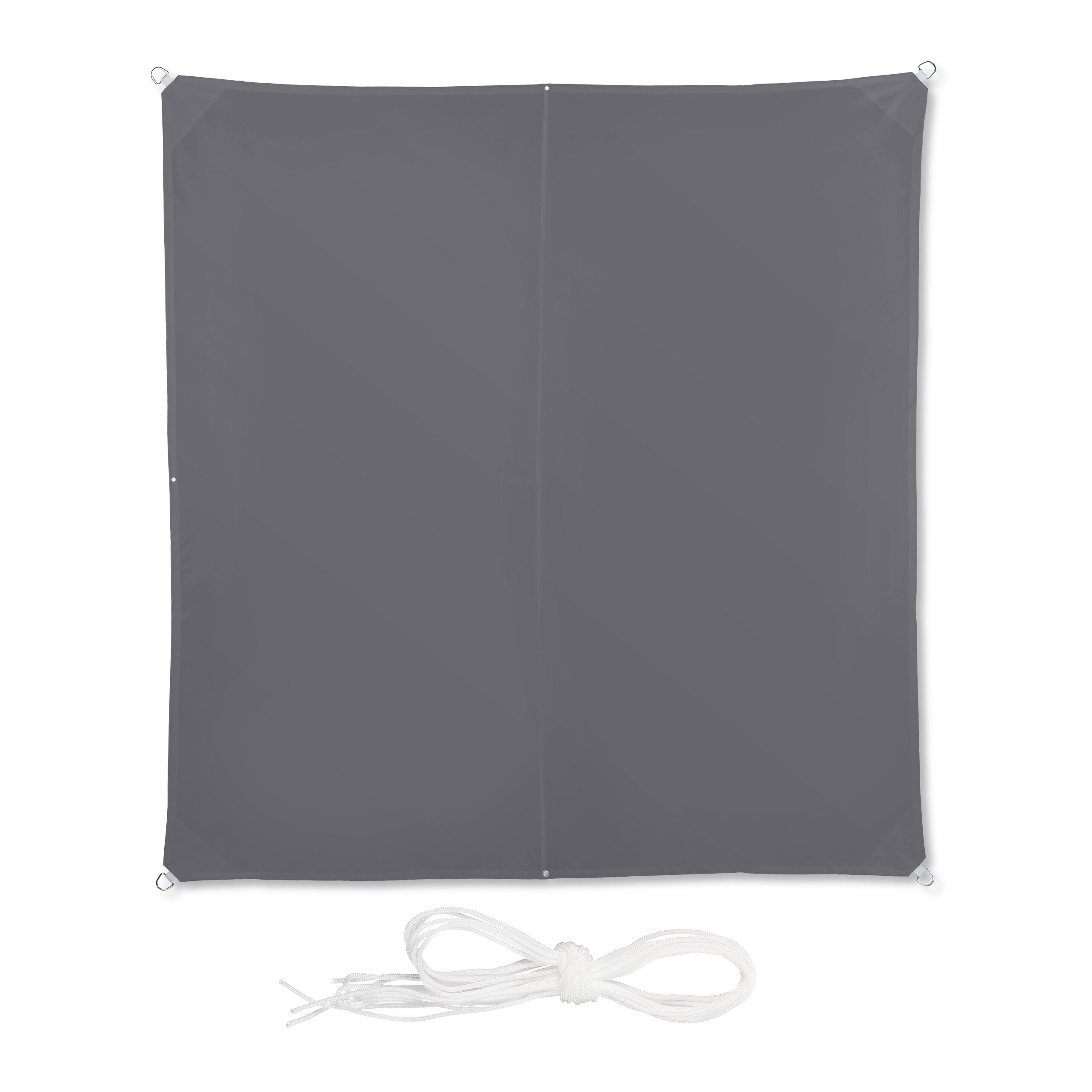 relaxdays Sonnensegel Quadrat in Grau, (6-tlg), 3 x 3 m