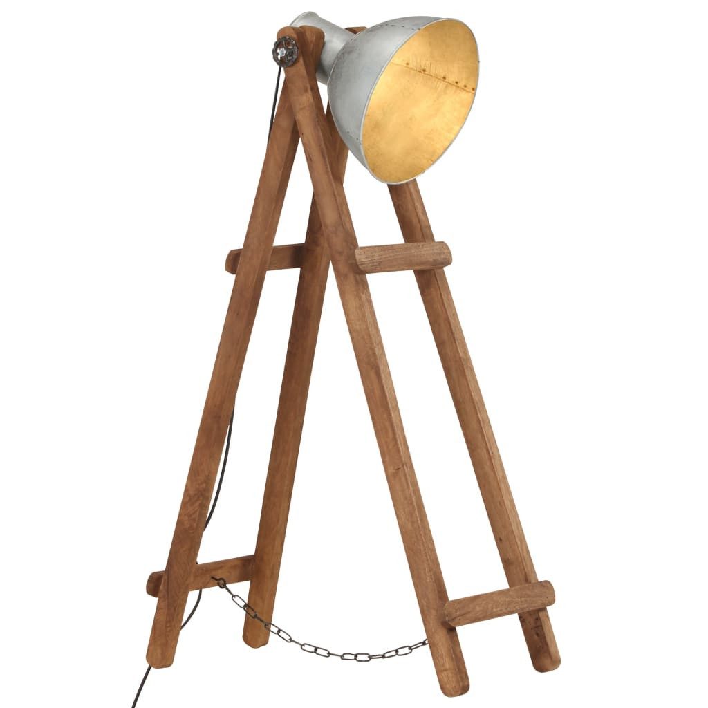 vidaXL Deckenleuchte Stehlampe Silbern E27 Massivholz