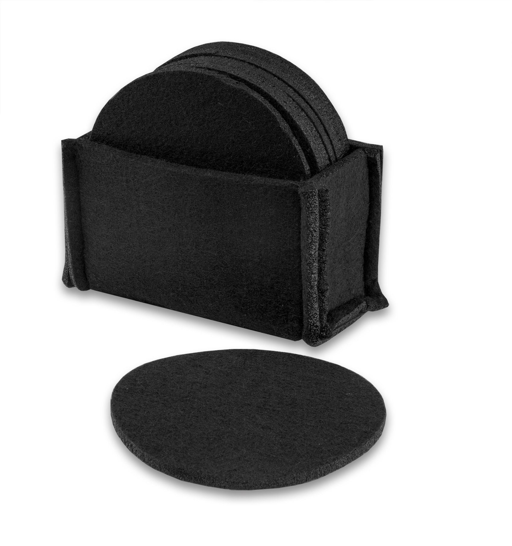 BigDean Getränkeuntersetzer 8er Set Filz-Untersetzer Schwarz mit Hal, 8-tlg.