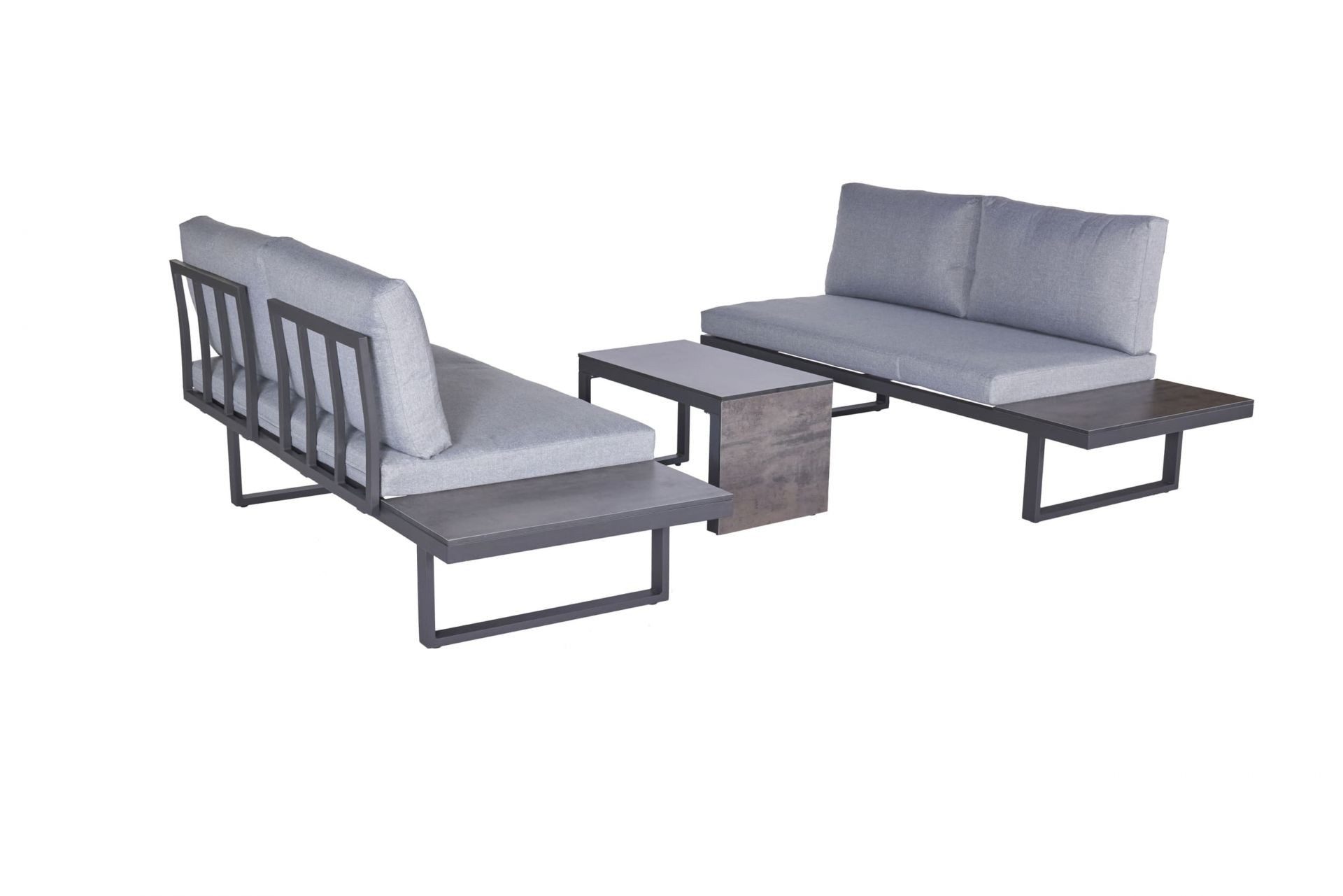 dasmöbelwerk Gartenlounge-Set Loungeset Nairobi Gartenlounge Ecksofa Aluminium/HPL Anthrazit, (3-tlg), vielfältige Stellmöglichkeiten