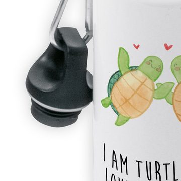 Mr. & Mrs. Panda Trinkflasche Schildkröten Paar - Weiß - Geschenk, Kinder, Grundschule, Trinkflasch, Bruch- und auslaufsicher