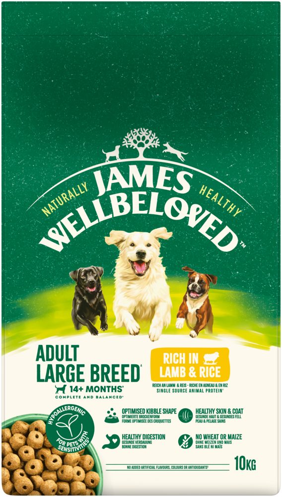 James Wellbeloved JAMES WELLBELOVED™ Hund für große Hunde Lamm & Reis 10kg, Trockenfutter für: Hunde