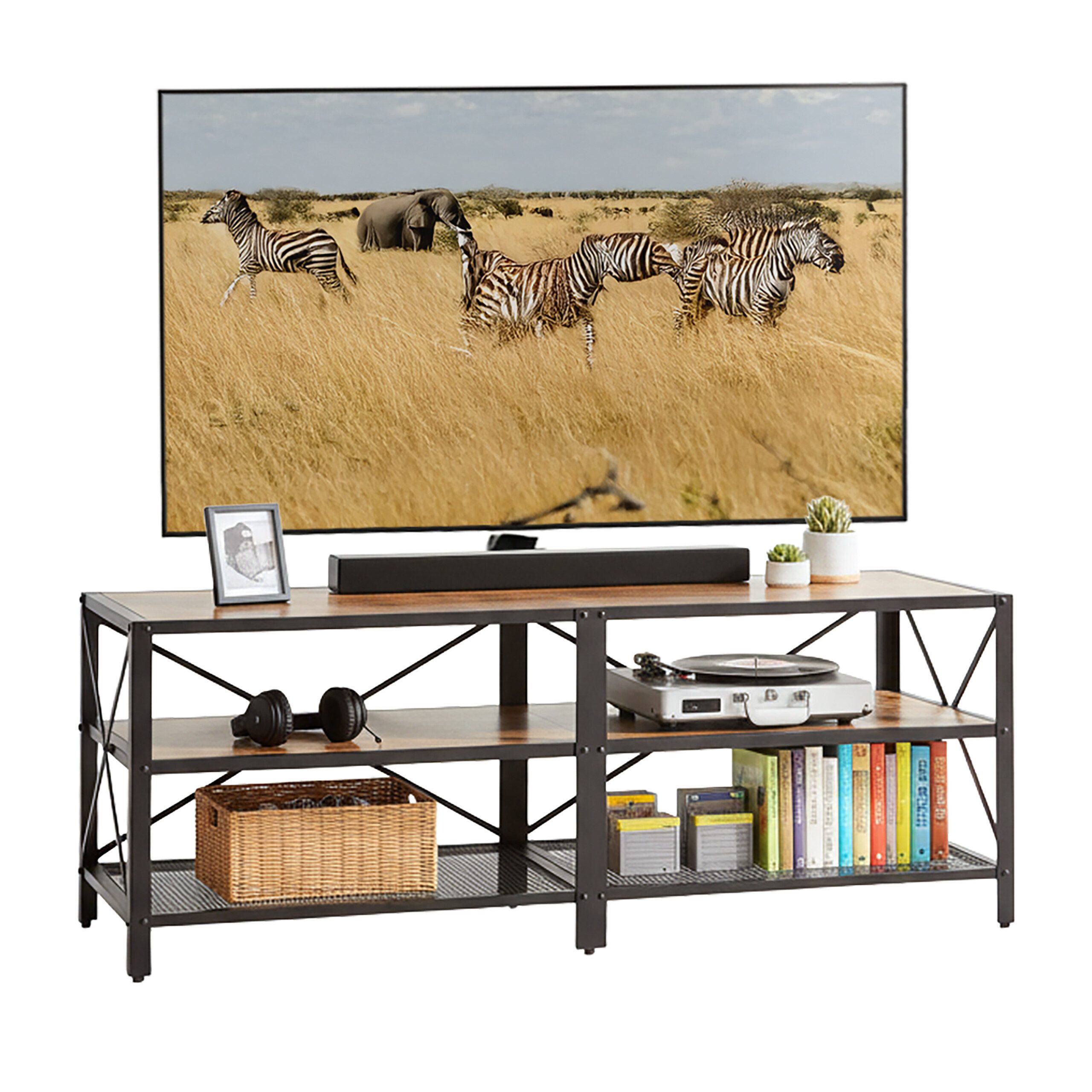 relaxdays TV-Bank TV Lowboard 4 Fächer (1 St), 140 cm