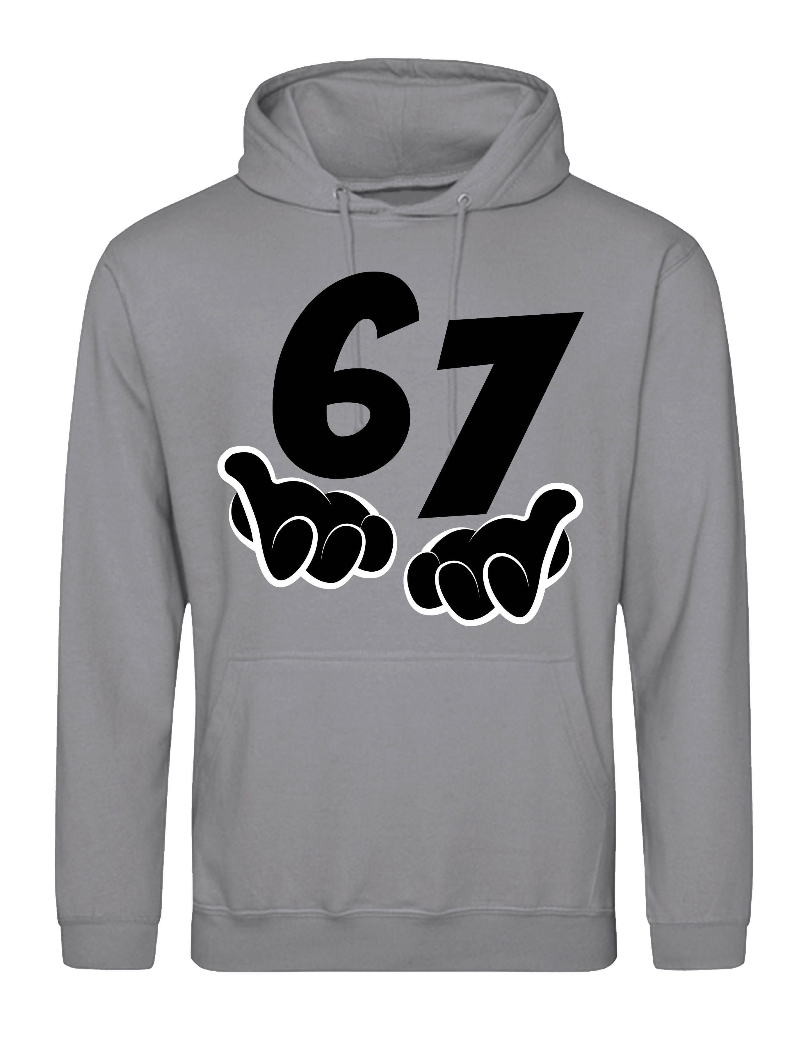 Kapuzenpullover Herren Hoodie Kapuzenpullover "67" lustig Fun-Print Statement Geschenk